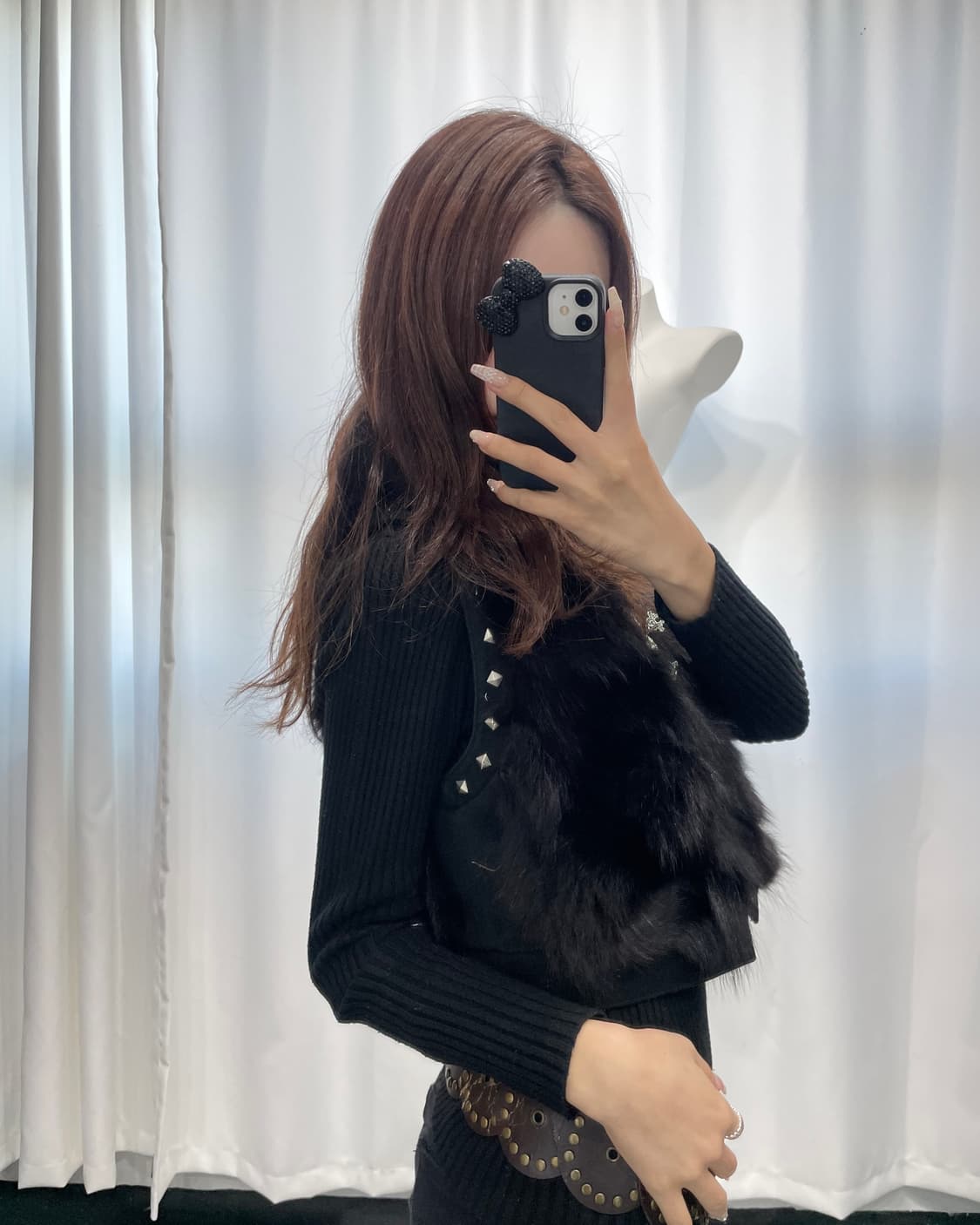 🎸블랙 스터드 퍼 베스트🎸 상품이미지4