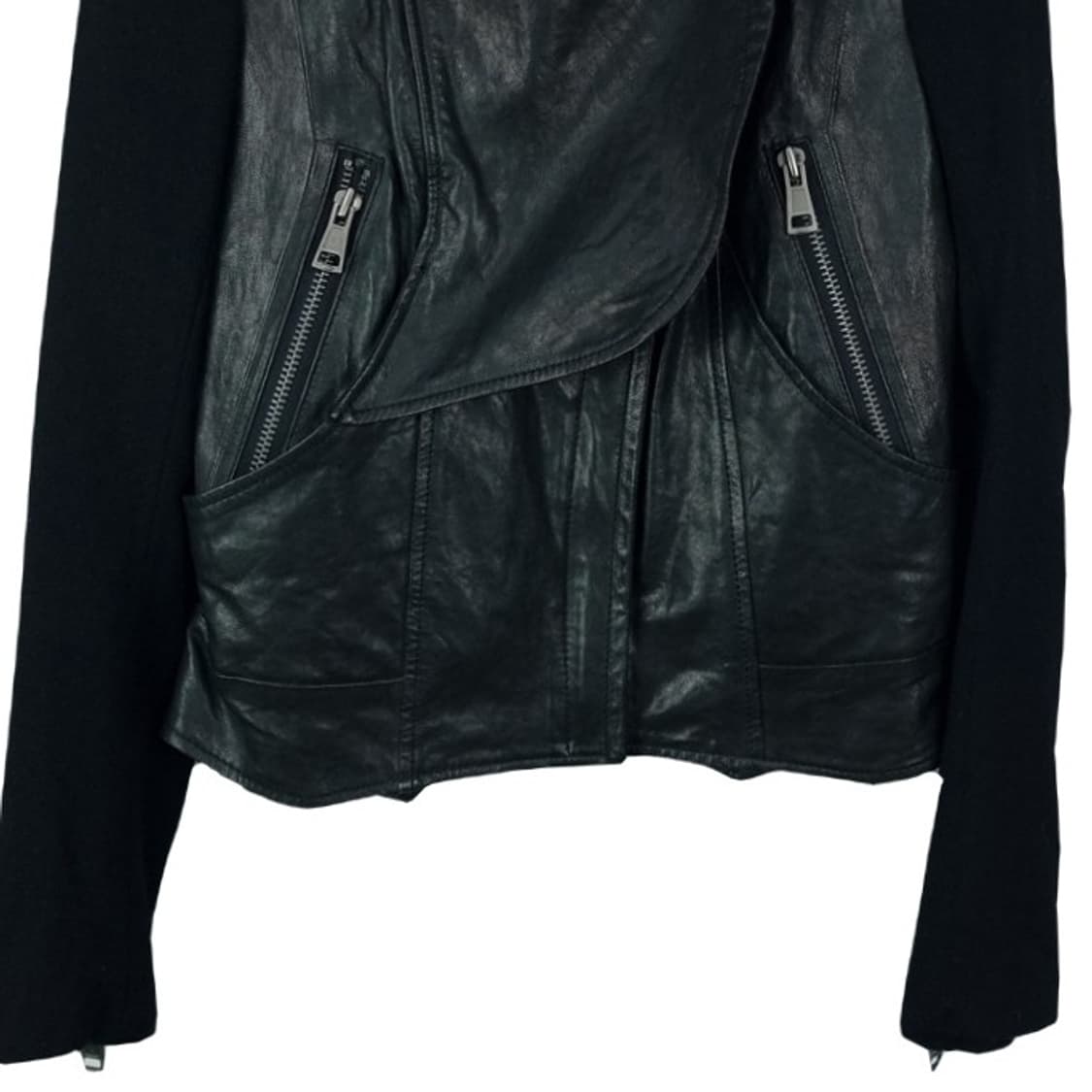 [한섬 시스템] 리얼 램스킨 양가죽 니트 슬리브 레더 자켓 M17225 상품이미지5