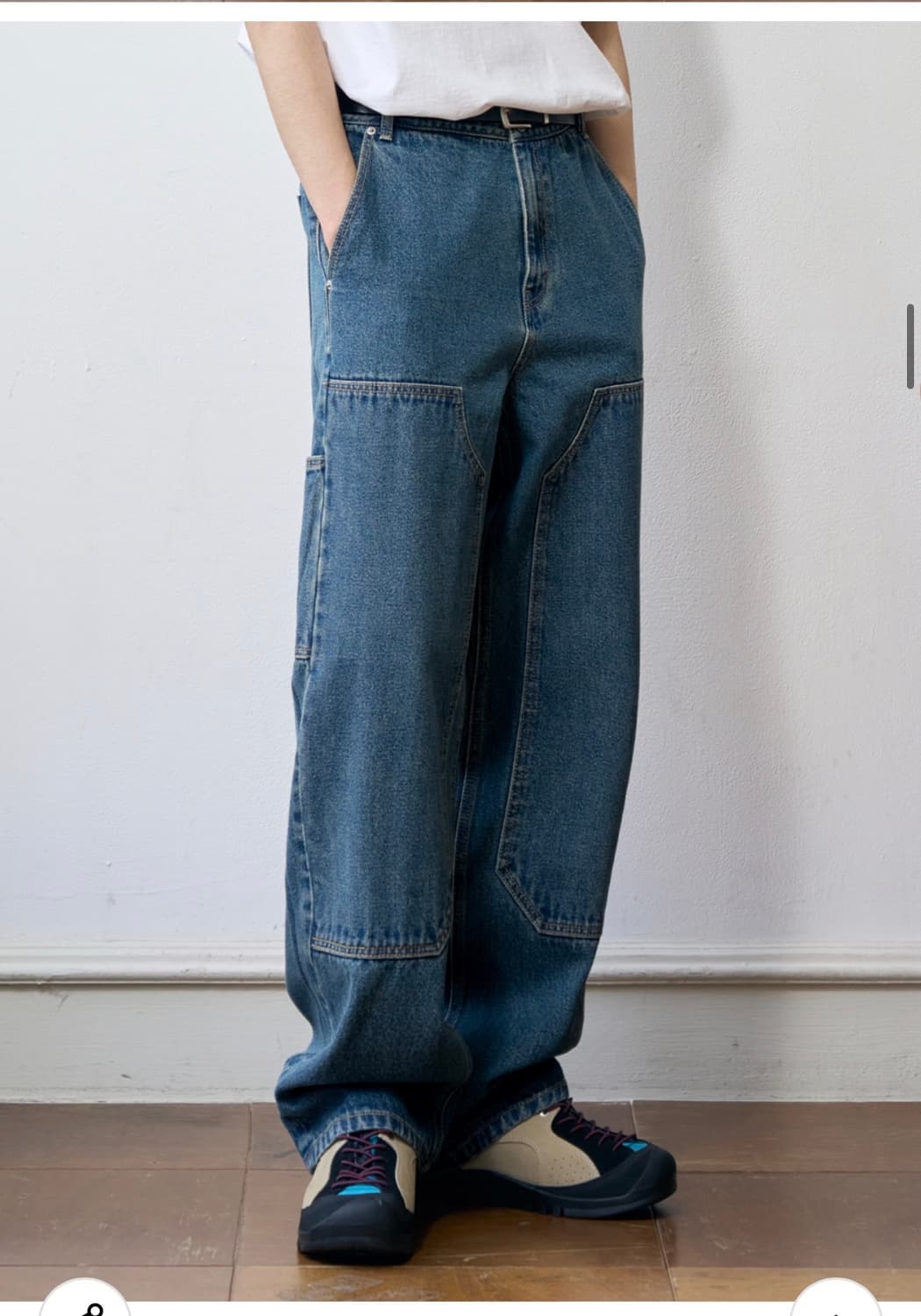 (M) 아워데이즈 패치 카펜터 세미와이드 데님 팬츠 [BLUE] 상품이미지6