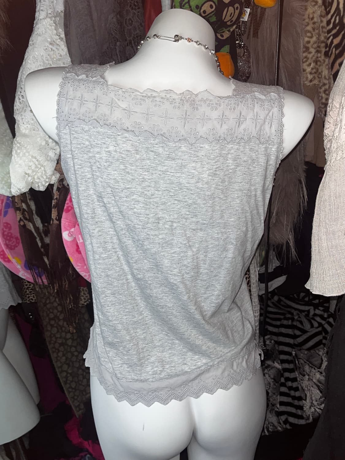 그레이 모리 레이스 슬리브리스 상품이미지2