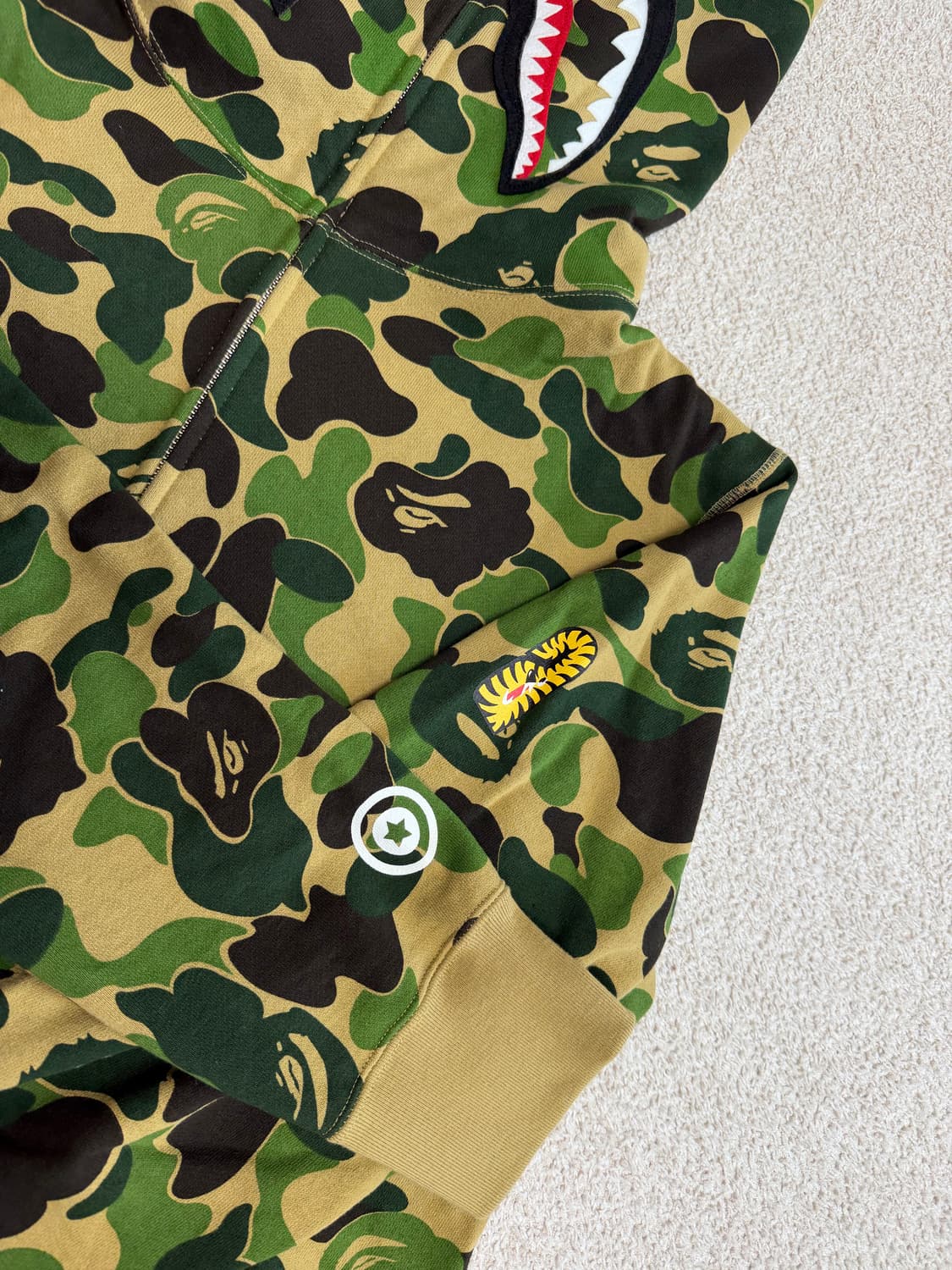 베이프 카모 세퍼레이트 샤크 풀 집 후드 그린(XL) 상품이미지4