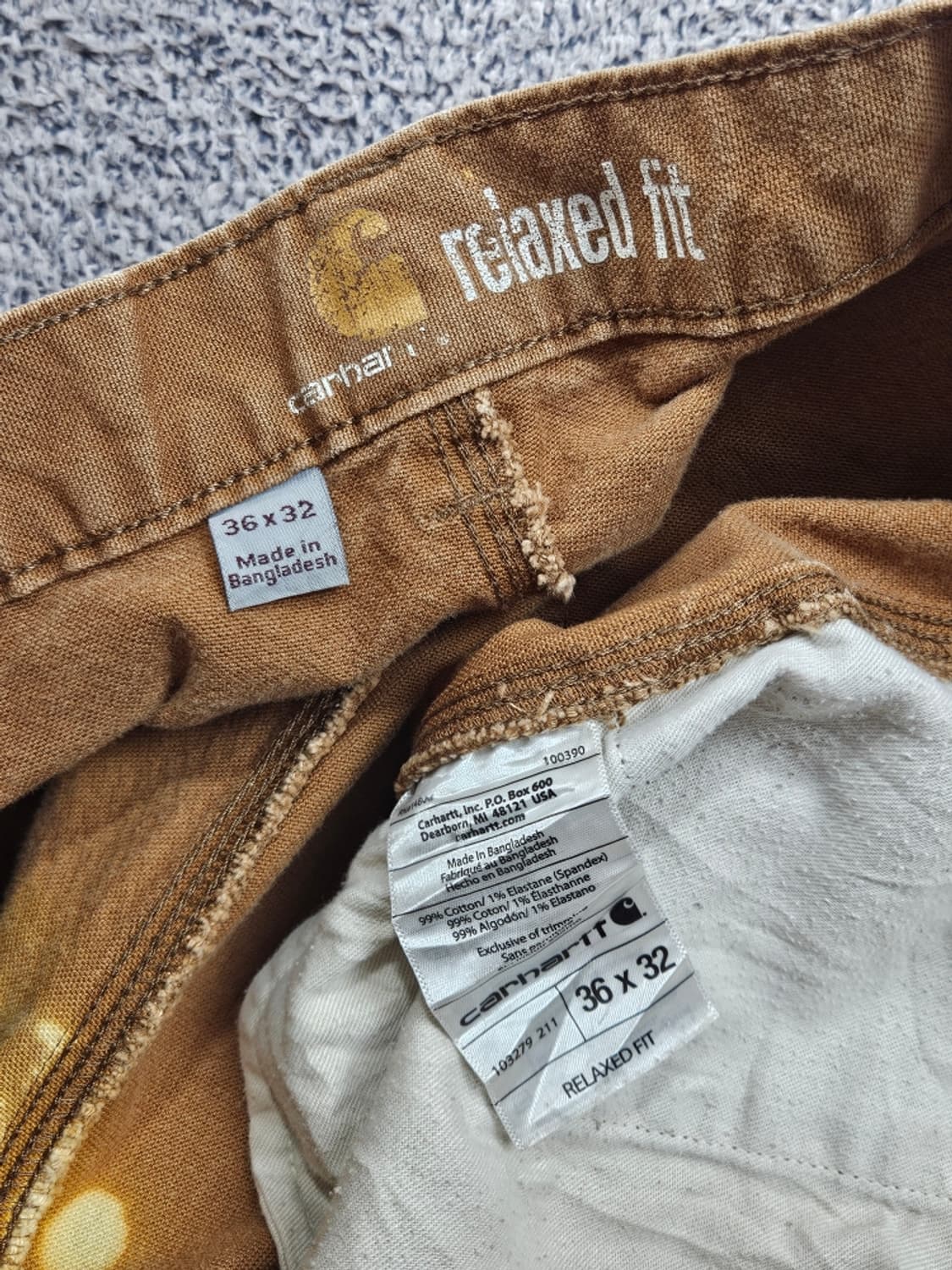 칼하트 덕캔버스 싱글니 카펜터 워크팬츠 커스텀 (36X32)/ 11739 상품이미지7