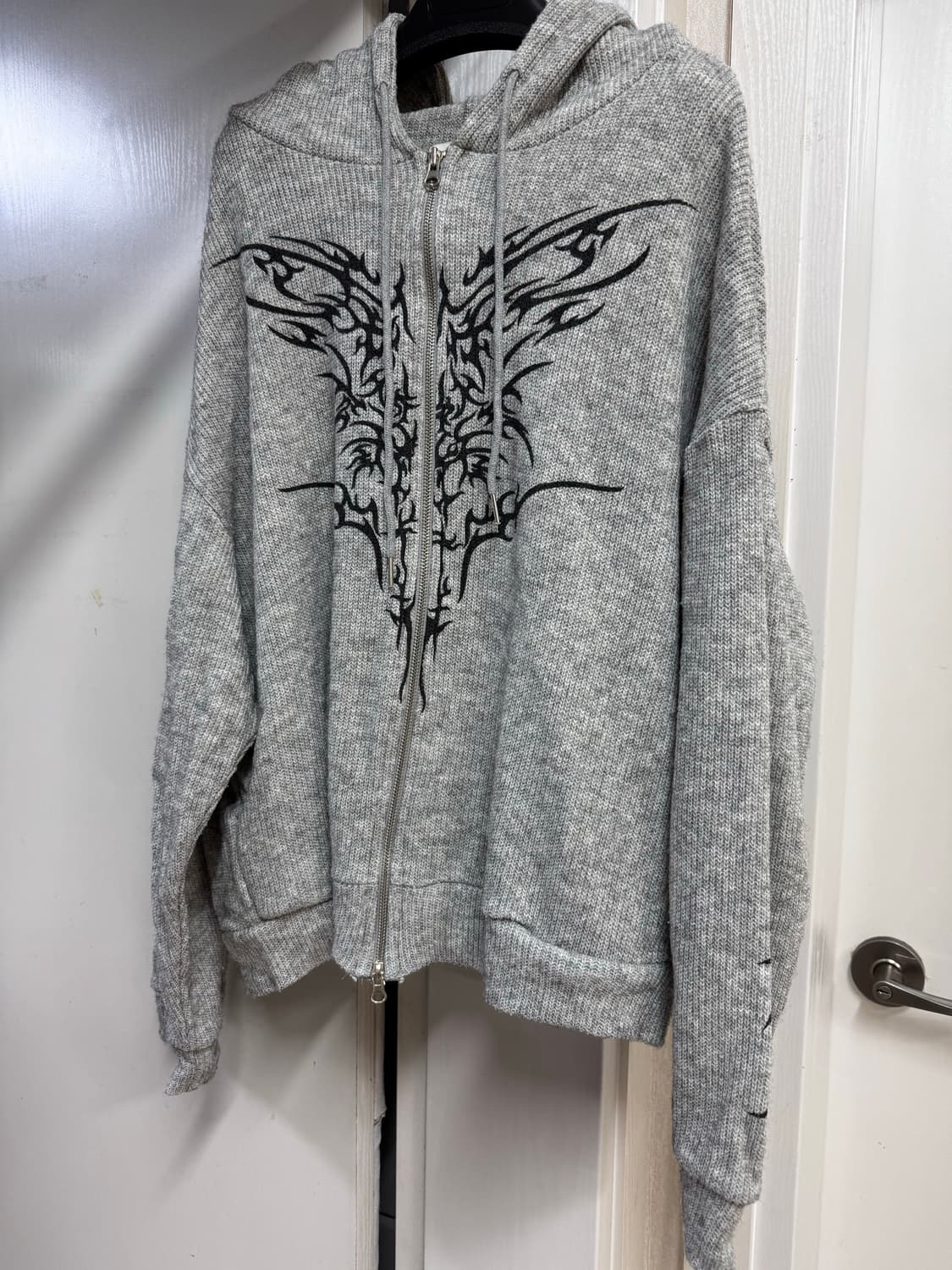 하이파이펑크 니트 프린팅 후드집업 상품이미지3