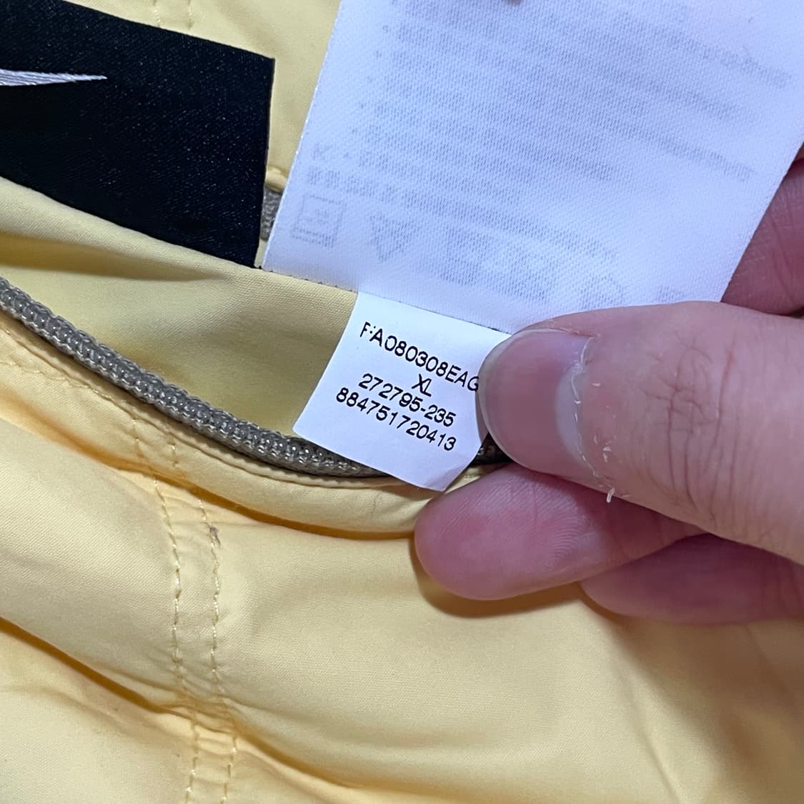 나이키 골프 스우시로고 연노랑 양면 누빔패딩 남성XL 상품이미지6