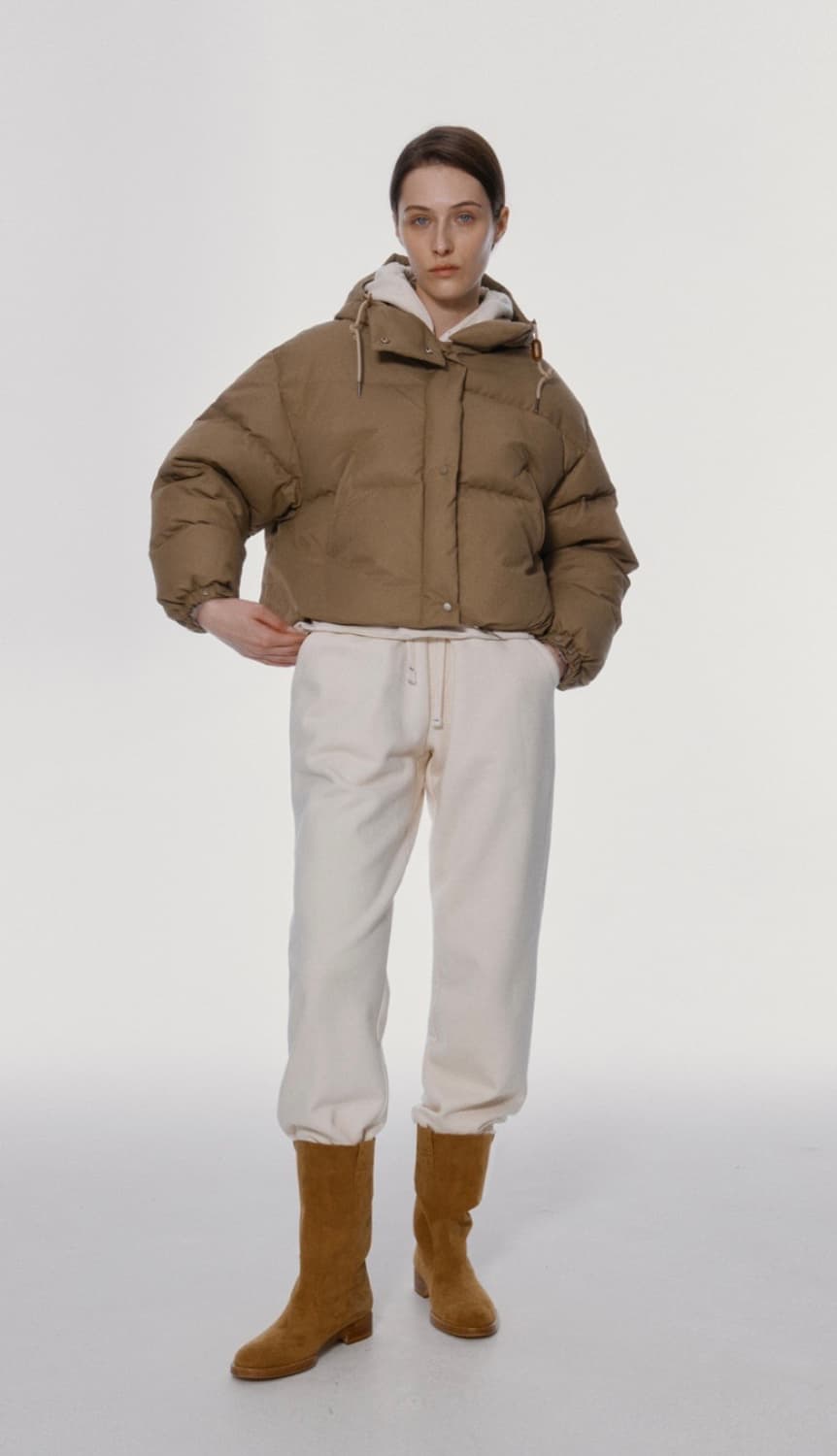 (베이지)낫띵리튼 페블 크롭 푸퍼 패딩 FREE 상품이미지2