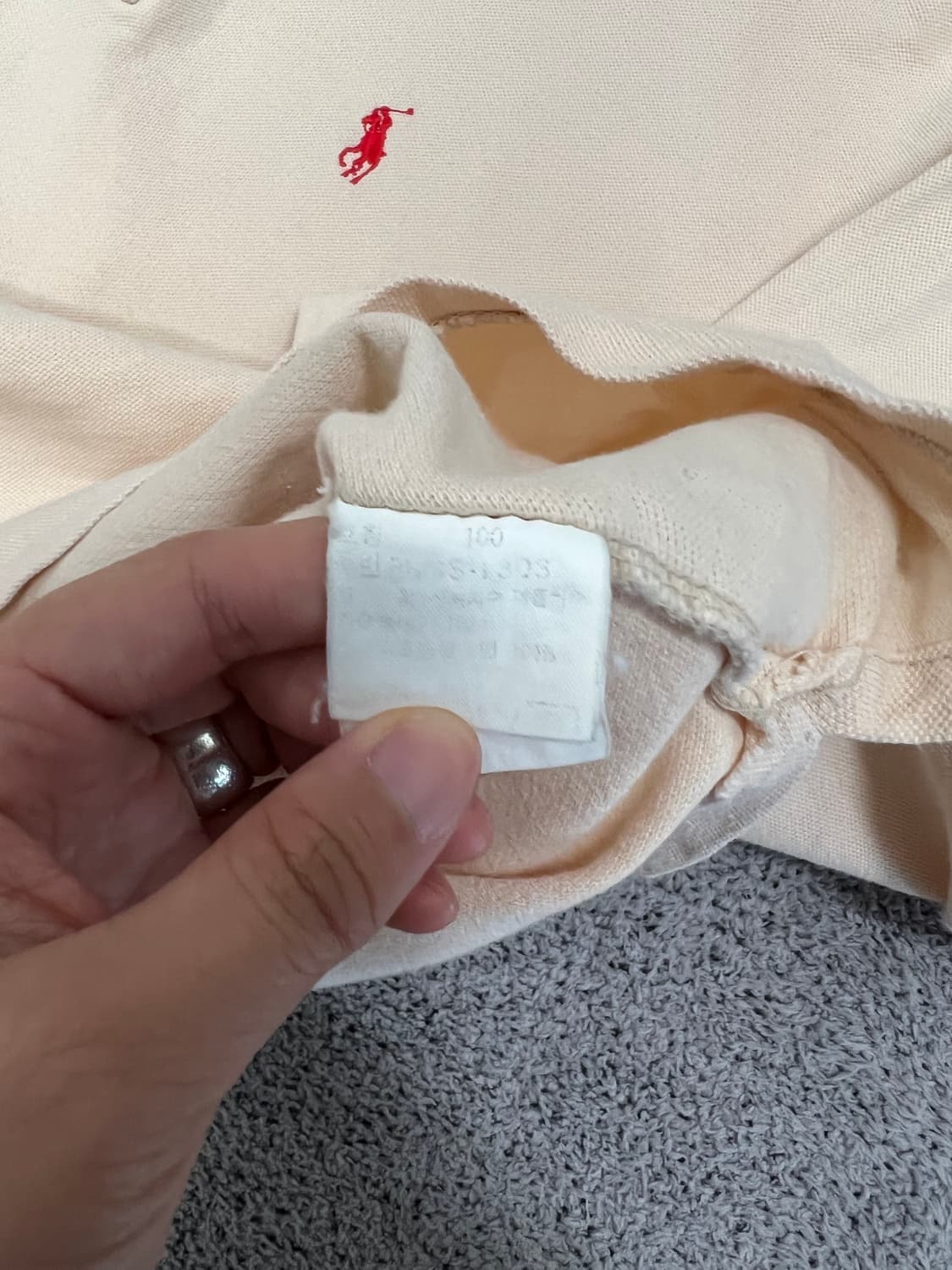 (100) 폴로랄프로렌 레드포니 베이지 긴팔 카라 티 상품이미지4