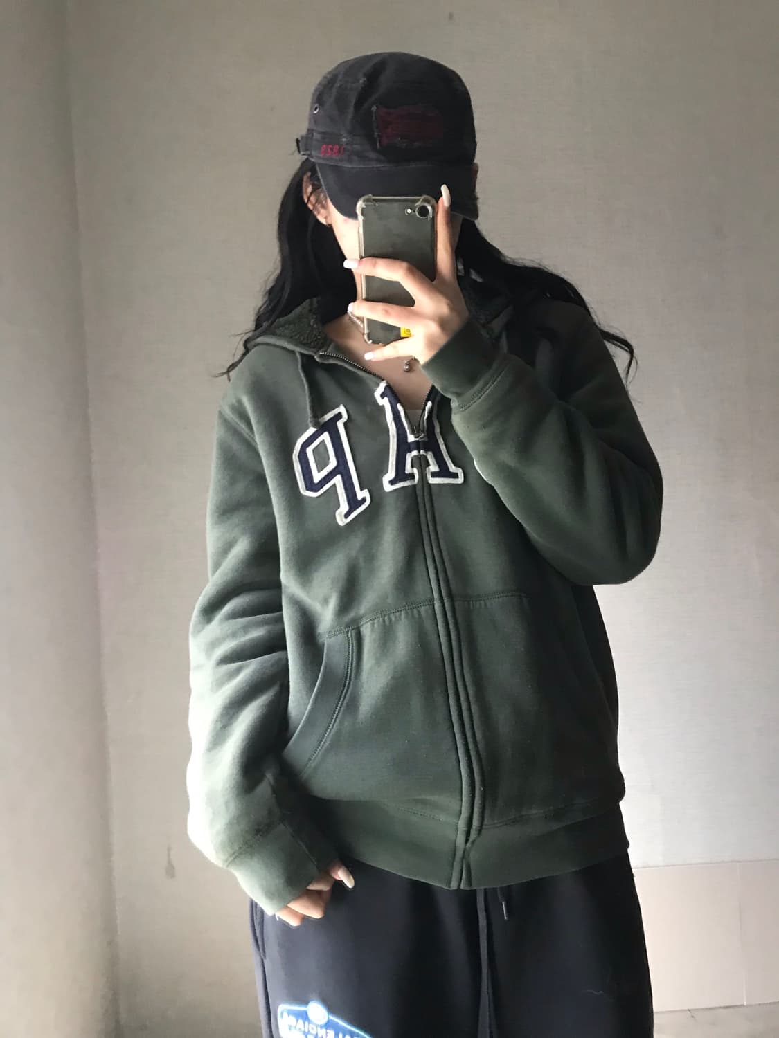 갭 카키 보아털 후드집업 상품이미지4