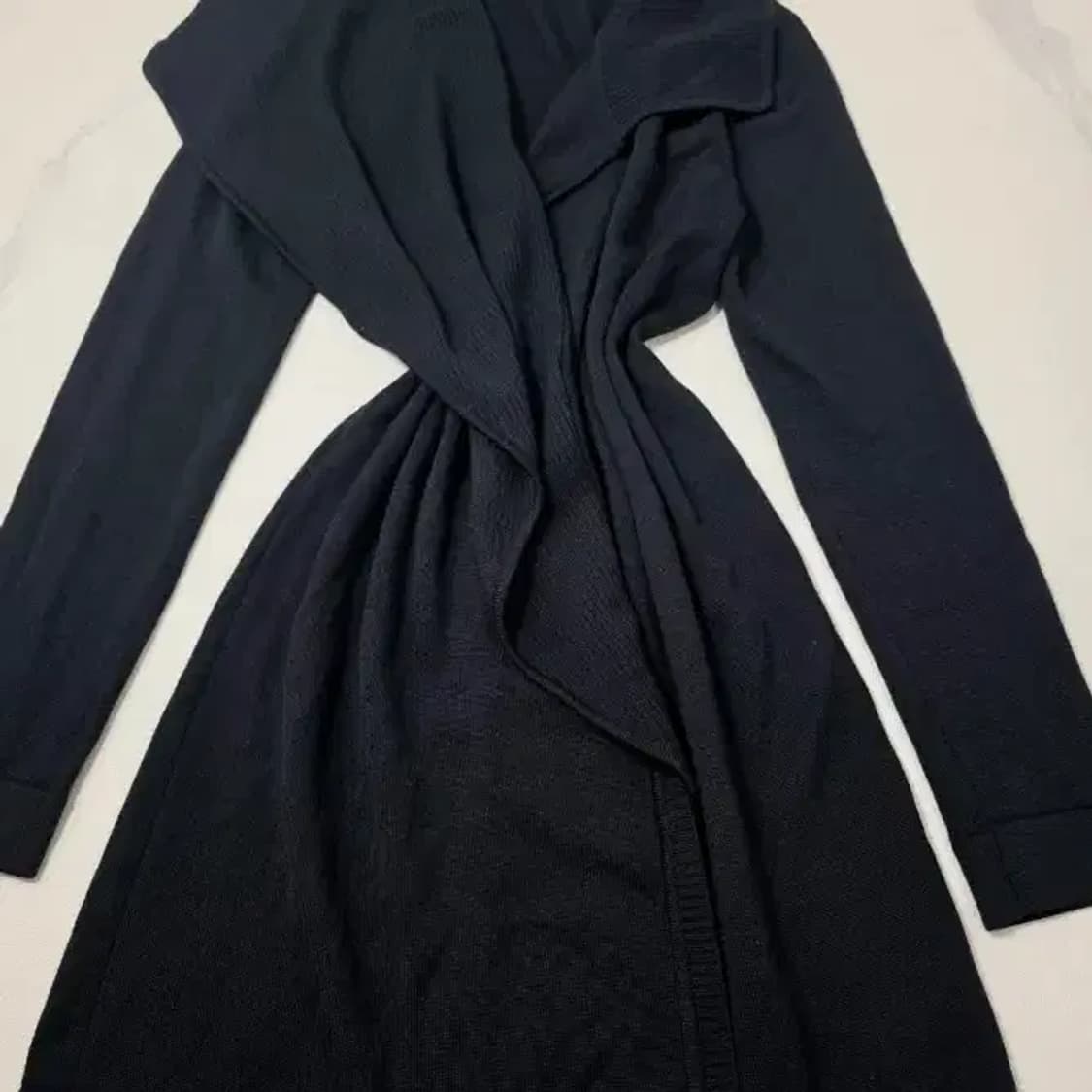 미샤(MICHAA) 울 100% 비대칭 숄카라 롱 가디건 ~66 상품이미지2