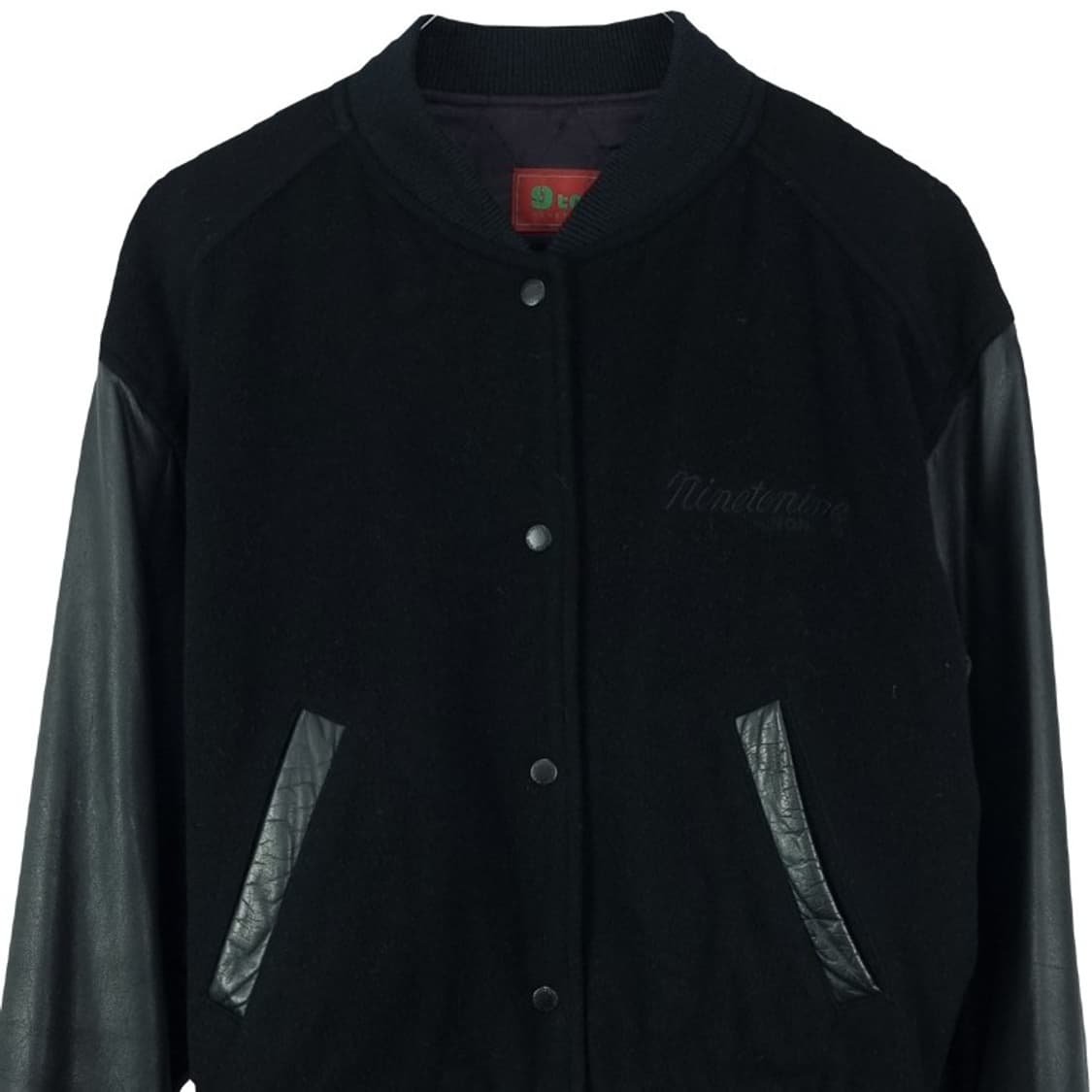 [빈티지] 자수 카우 레더 슬리브 모직 바시티 자켓 블랙 M18732 상품이미지4