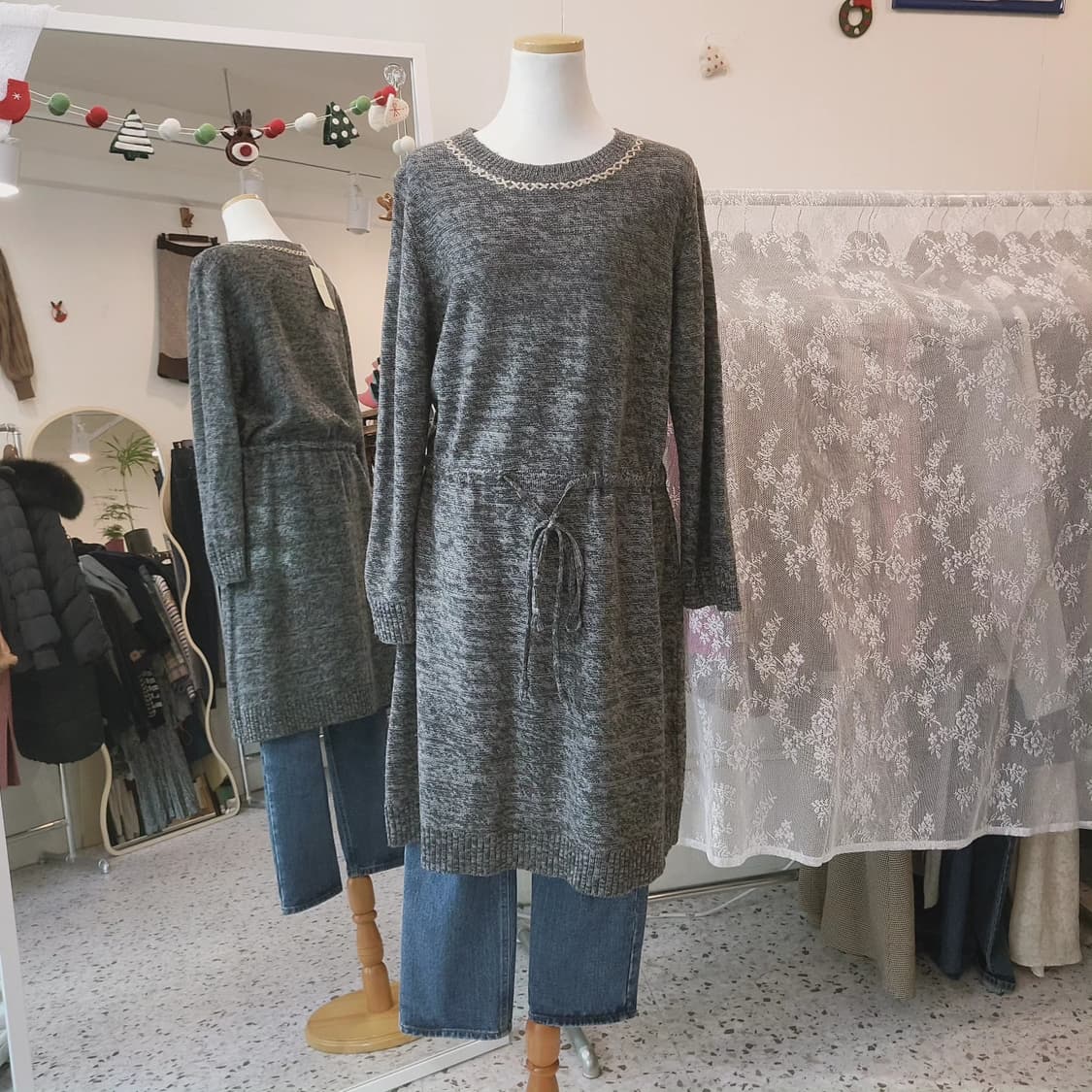 Collection's k 멜란지그레이 니트 원피스 상품이미지3