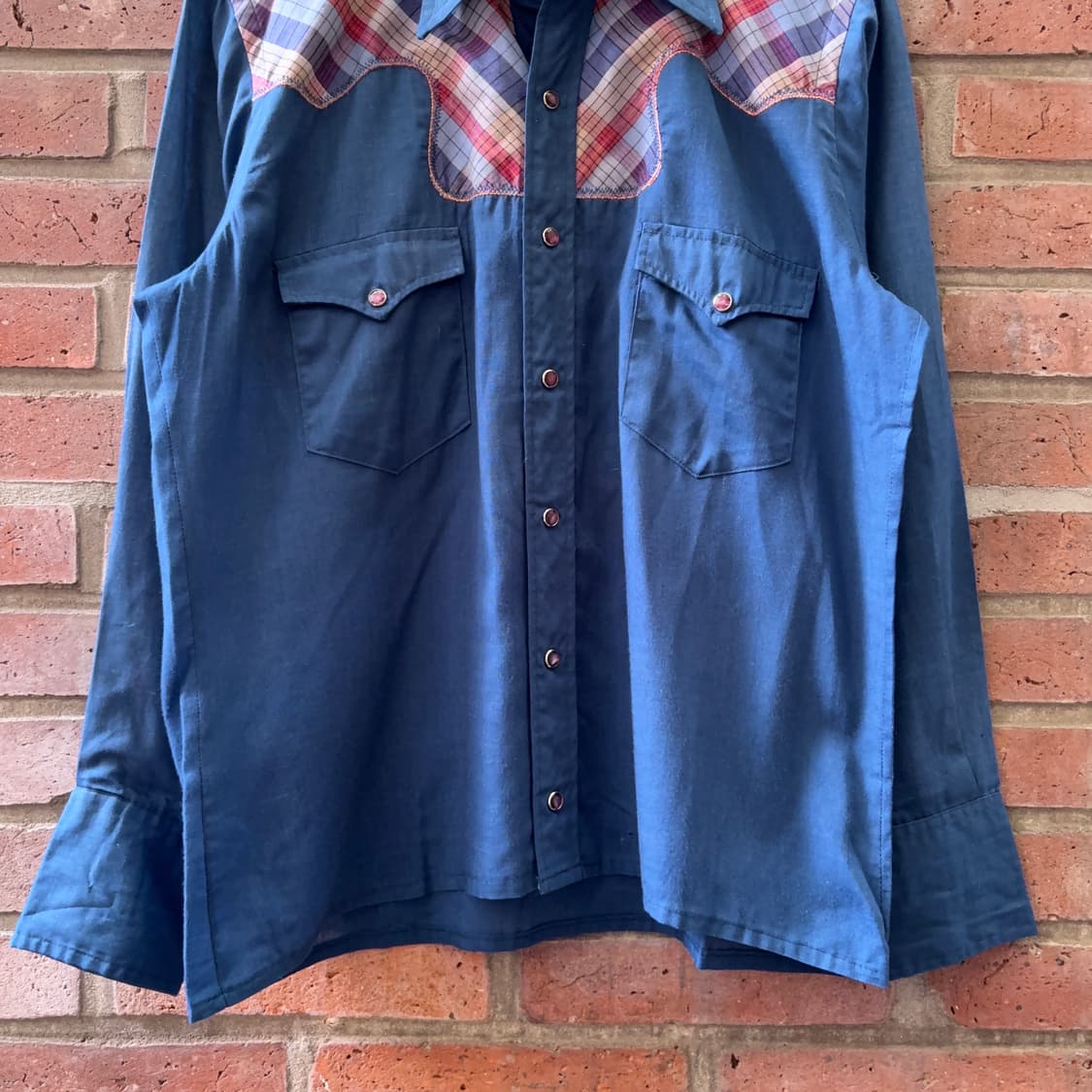 70~80s USA 랭글러 Wrangler 체크 요크 웨스턴 셔츠 상품이미지3