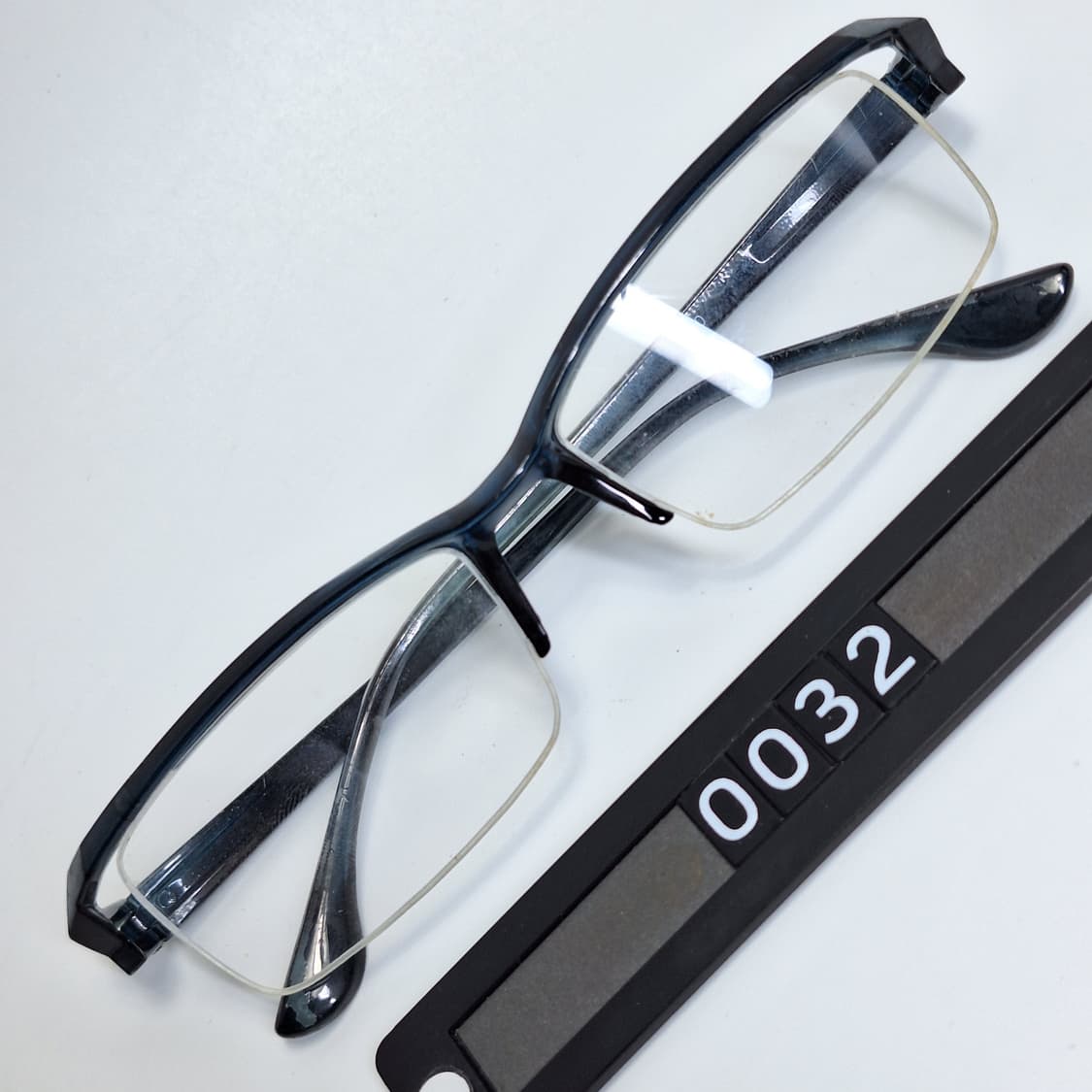 00s 일본 빈티지/4EX 네이비 블랙 라이너 반무테 안경 빅사이즈  상품이미지1
