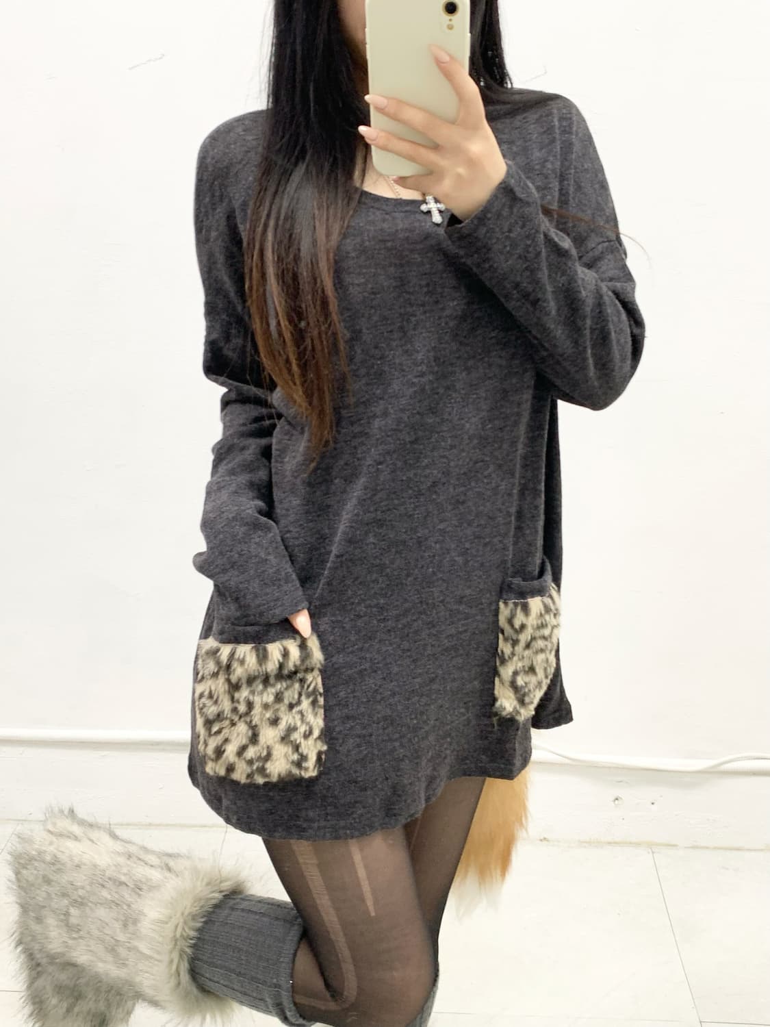 오네갸루 레오파드 아방핏 롱슬리브 상품이미지3