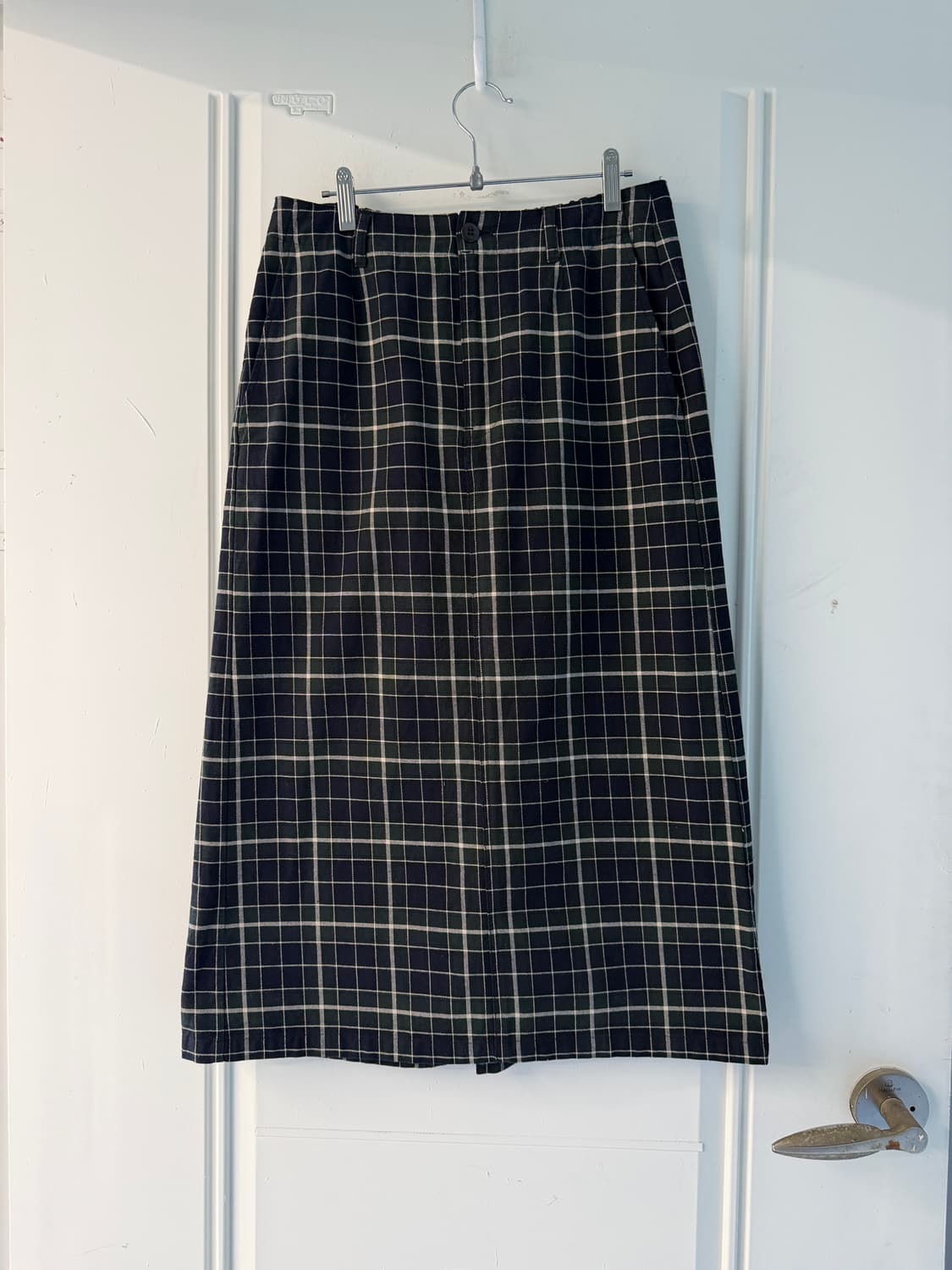 일본빈티지 그린네이비 체크 롱스커트  상품이미지6