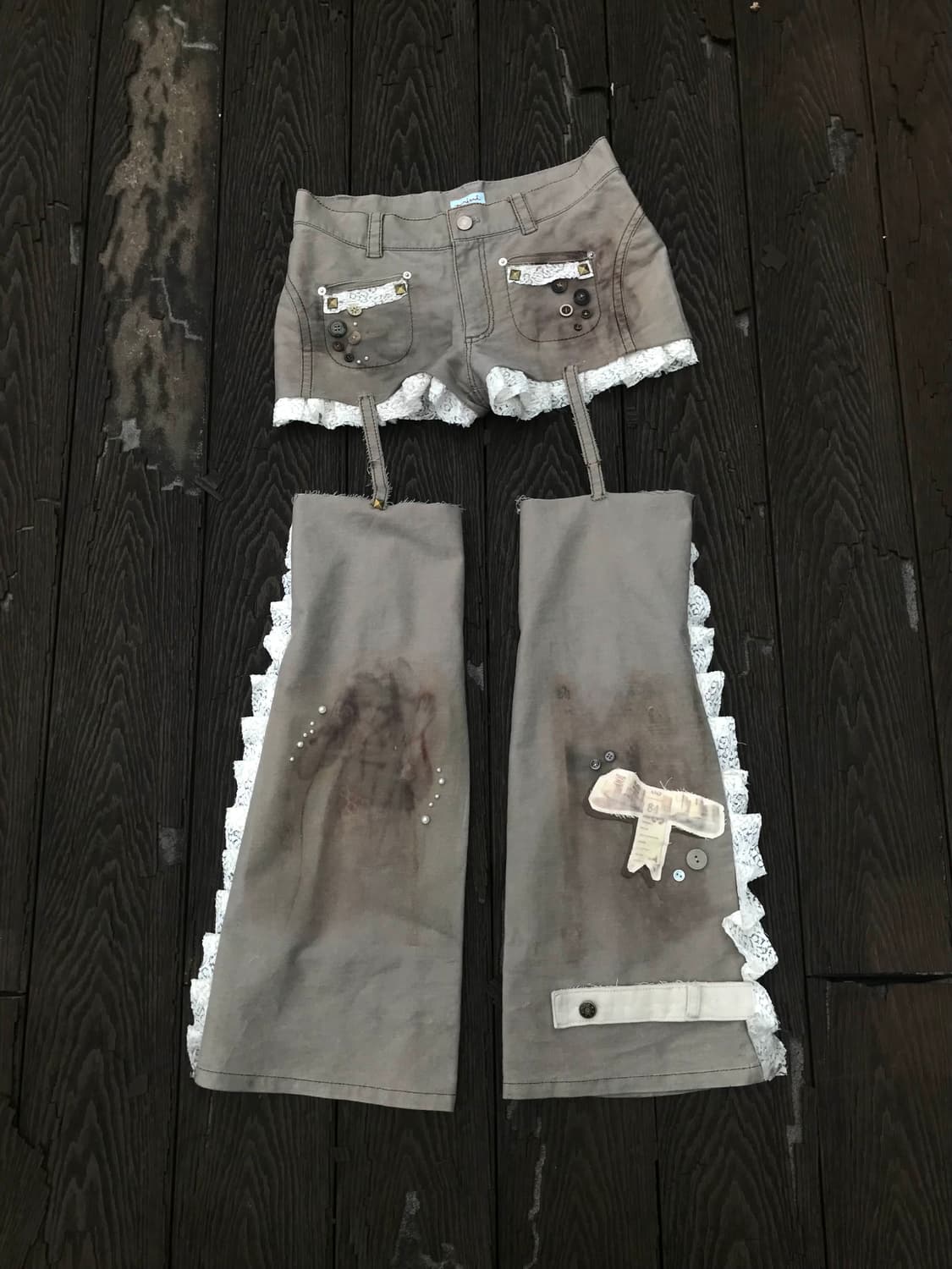 Lace Trim Garter Flare Pants 상품이미지1