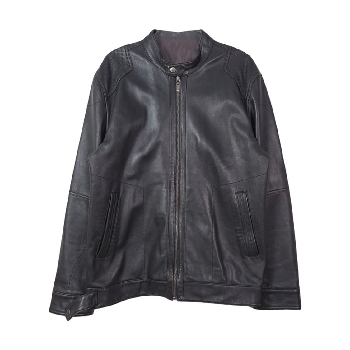 콜린베리 천연 가죽 펀칭 디테일 싱글 라이더 자켓 XL 상품이미지1