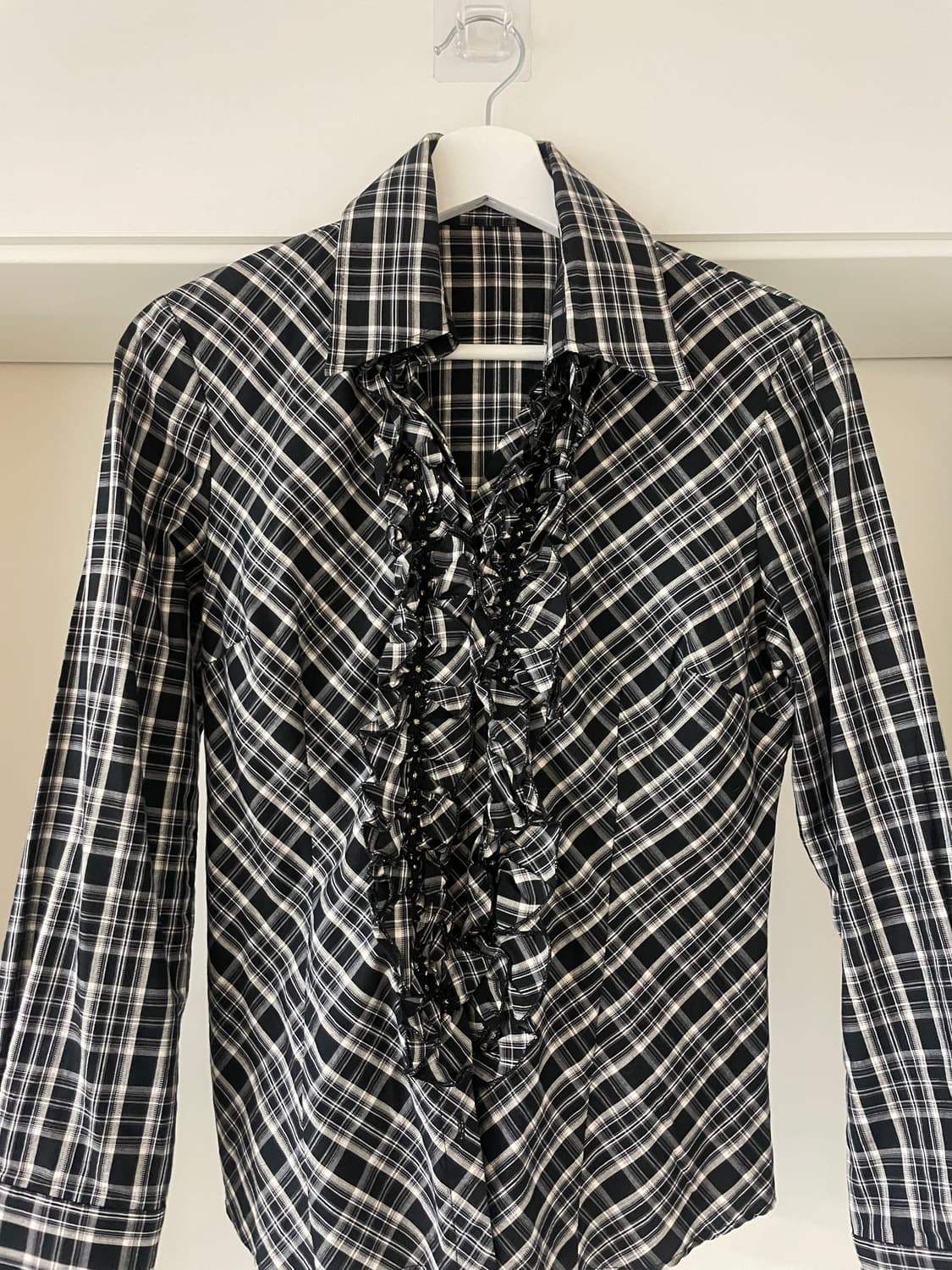 프릴 디테일 체크셔츠 상품이미지2