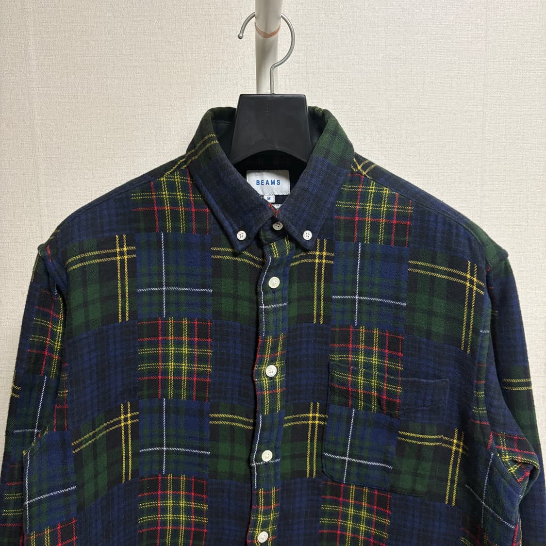 빔즈 오리지널 패브릭 패치워크 플란넬 셔츠 / 네이비, M 상품이미지2
