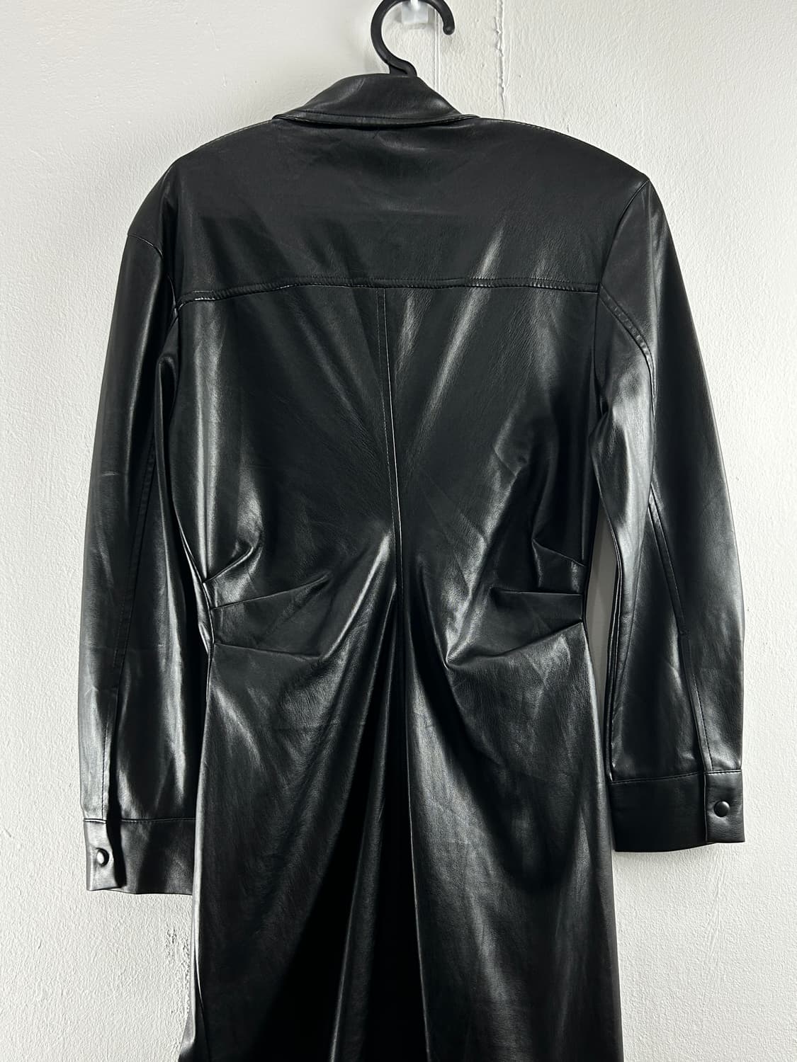 자라 ZARA 블랙 레더 셔링 카라 롱 원피스 XS 상품이미지4