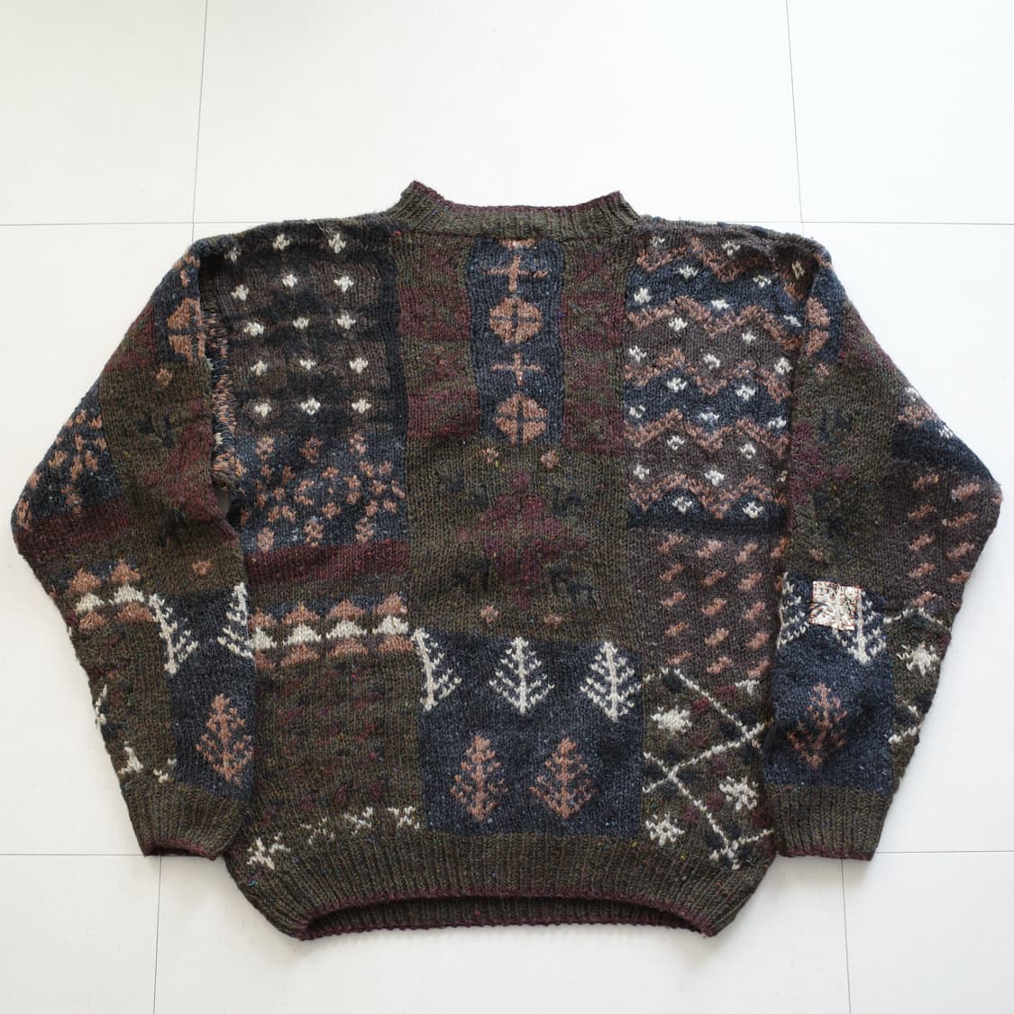 아디론닥 핸드메이드 패치워크 울 니트 M 상품이미지6