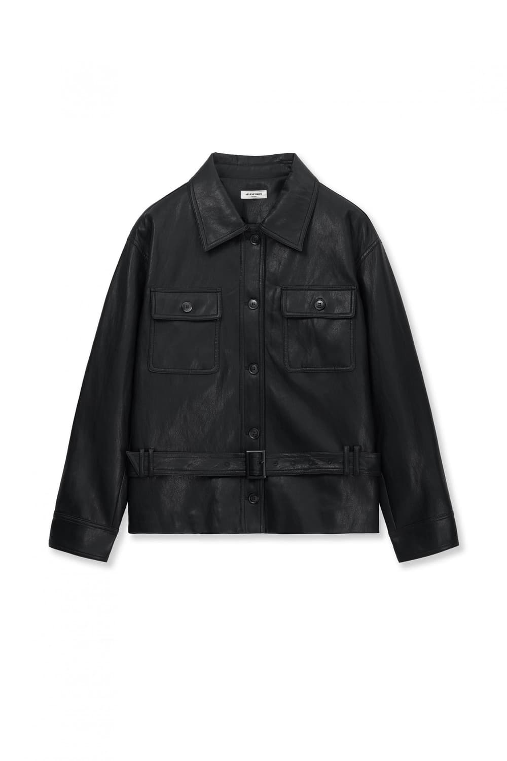 헬레네파리스 레더 버튼 클로슈어 재킷 [블랙]  상품이미지1