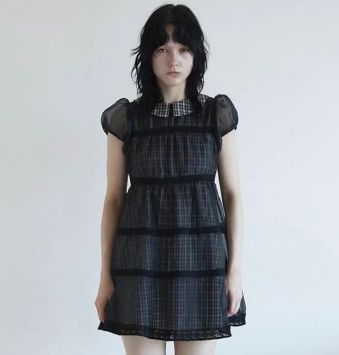 Dared BABYDOLL DRESS IN BLACK CHECK 상품이미지1