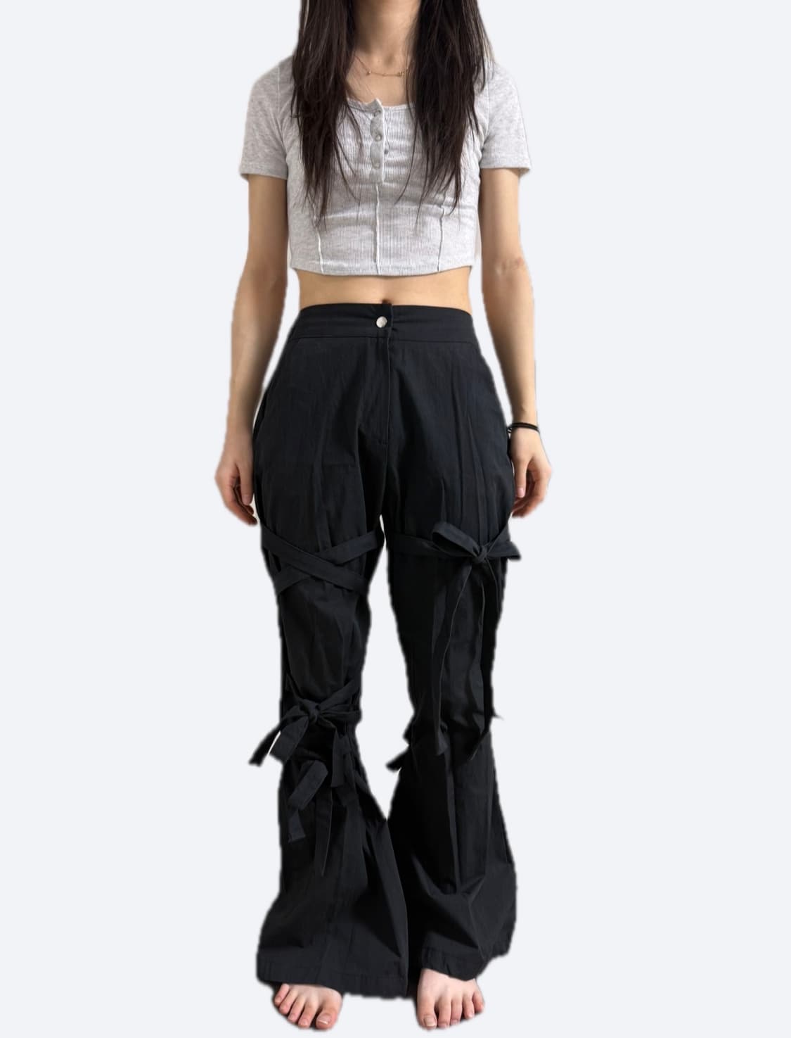 리본 부츠컷 팬츠 상품이미지1