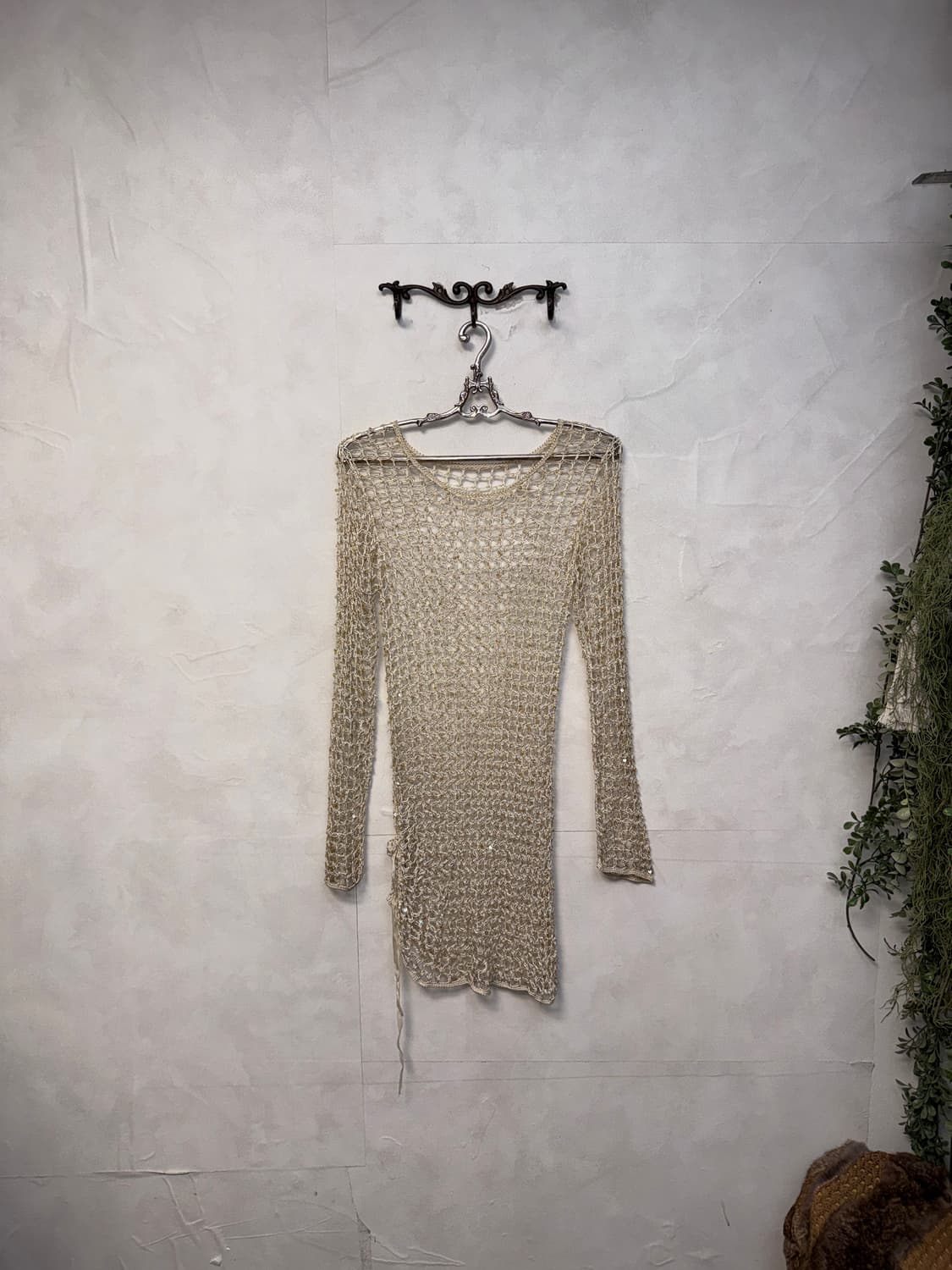 Ivory spangled net loose knit 상품이미지5