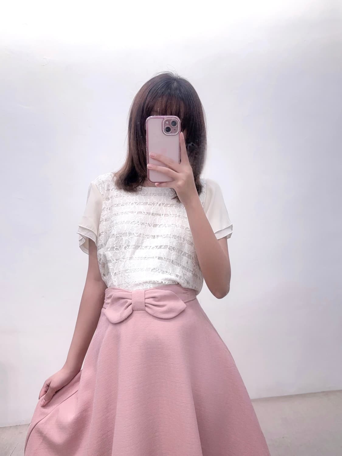 ingni 잉그니 리본 딸기우유 핑크 플레어 스커트 상품이미지2