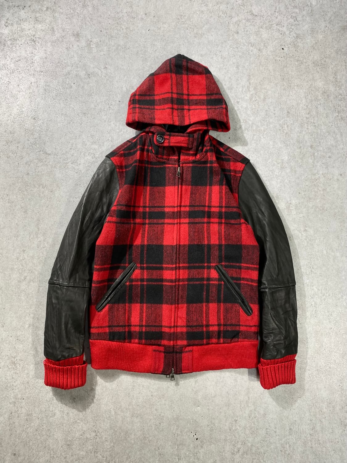 [M] Retro Grade 일본빈티지 투웨이 울 레더 후드집업 자켓 상품이미지3