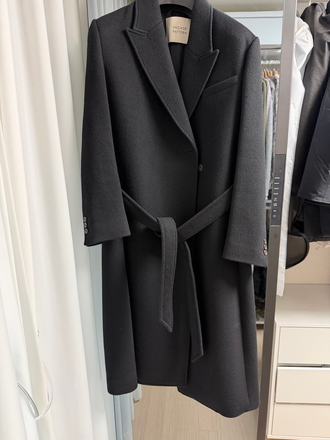 파사드패턴 캐시미어 벨티드 코트 블랙 M 상품이미지5