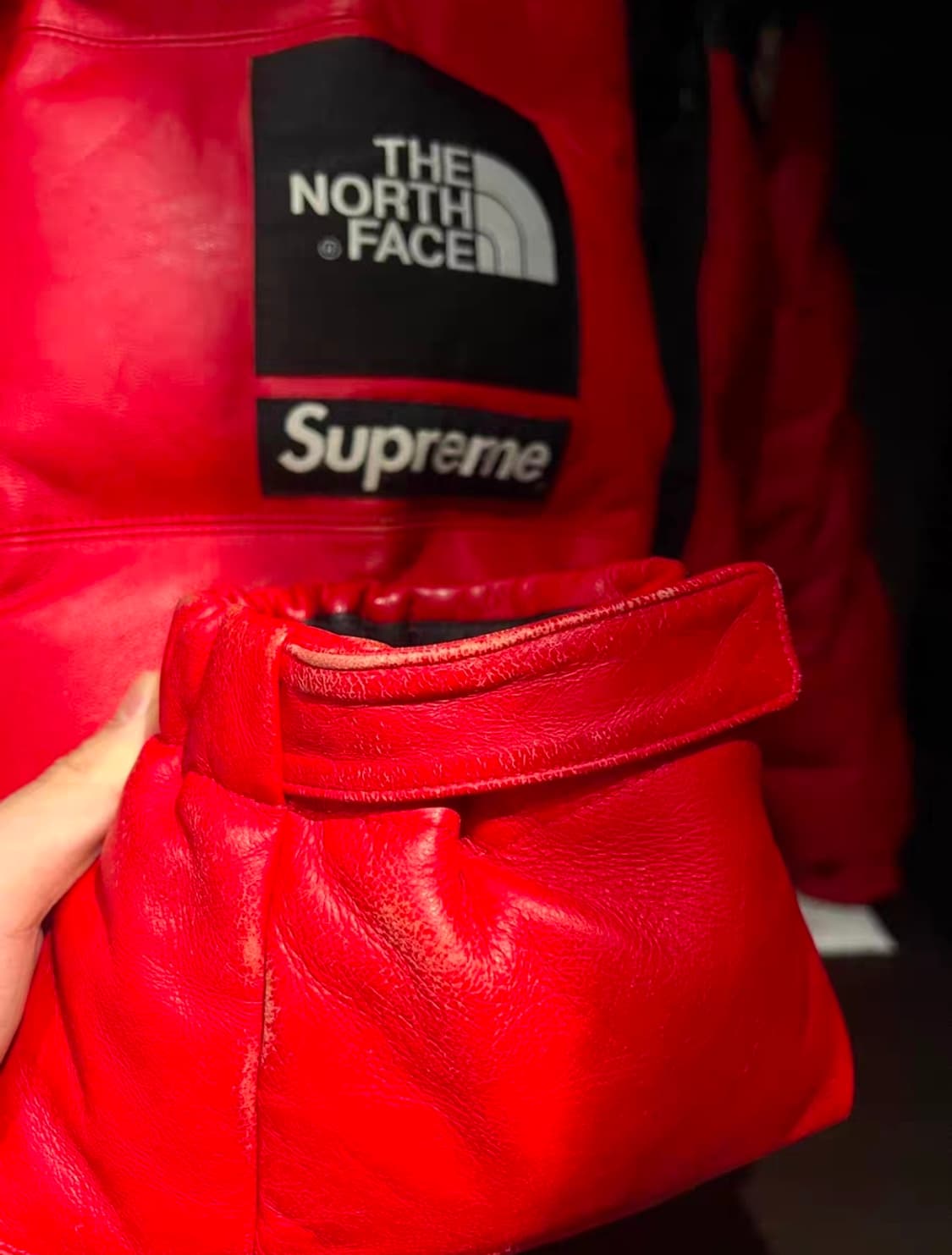 슈프림 x 노스페이스 레더눕시 레드 M 상품이미지6