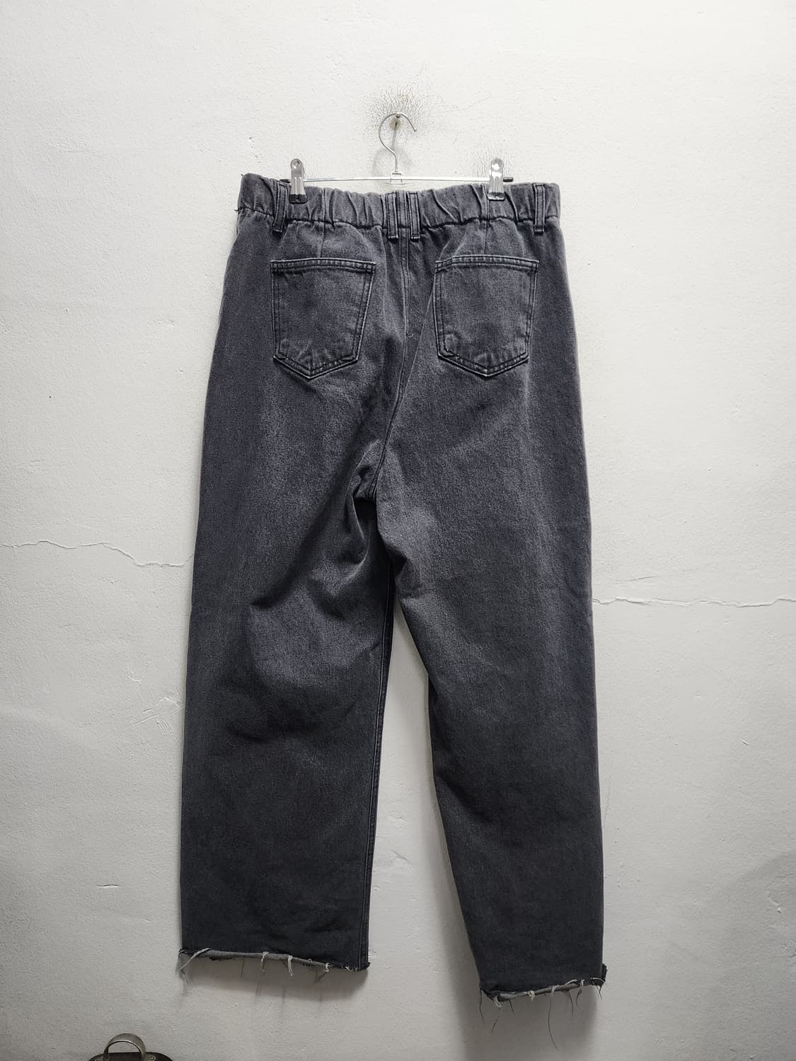 빈티지 블랙 데님 와이드 밴딩 팬츠 상품이미지2