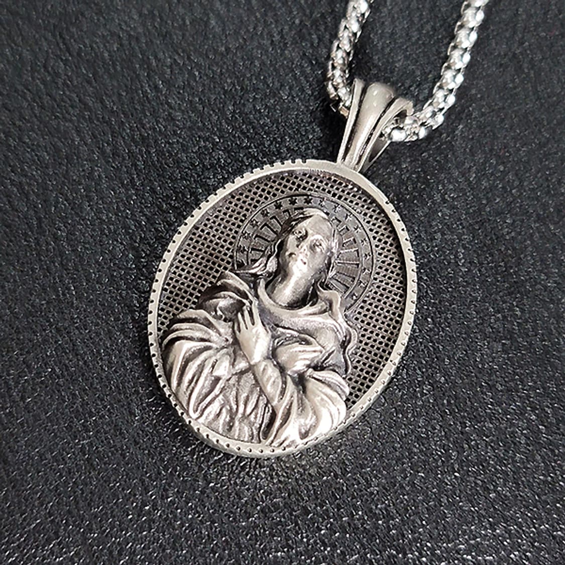 성모마리아 천주교 기독교 주석 펜던트 클래식 남자 목걸이 상품이미지1