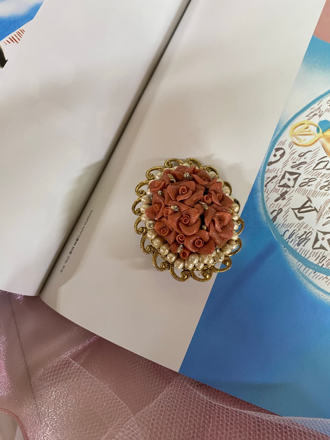 로즈 부케 오발 빈티지 브로치  상품이미지2