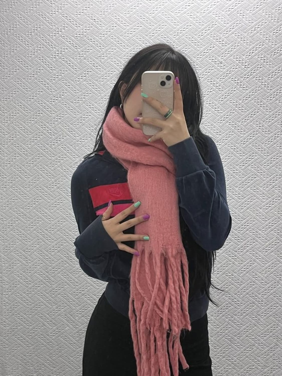 빈티지 폭닥 여리 코랄핑크 목도리 머플러 C07111 상품이미지1