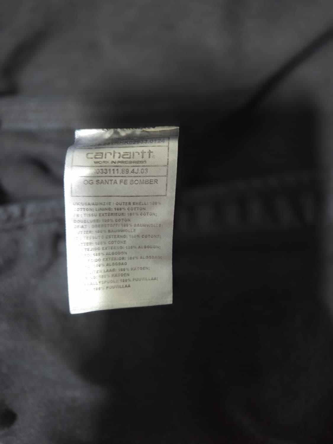 칼하트윕 클라크 트윌 OG 산타 페 봄버 블랙 스톤 다이드 L 상품이미지5