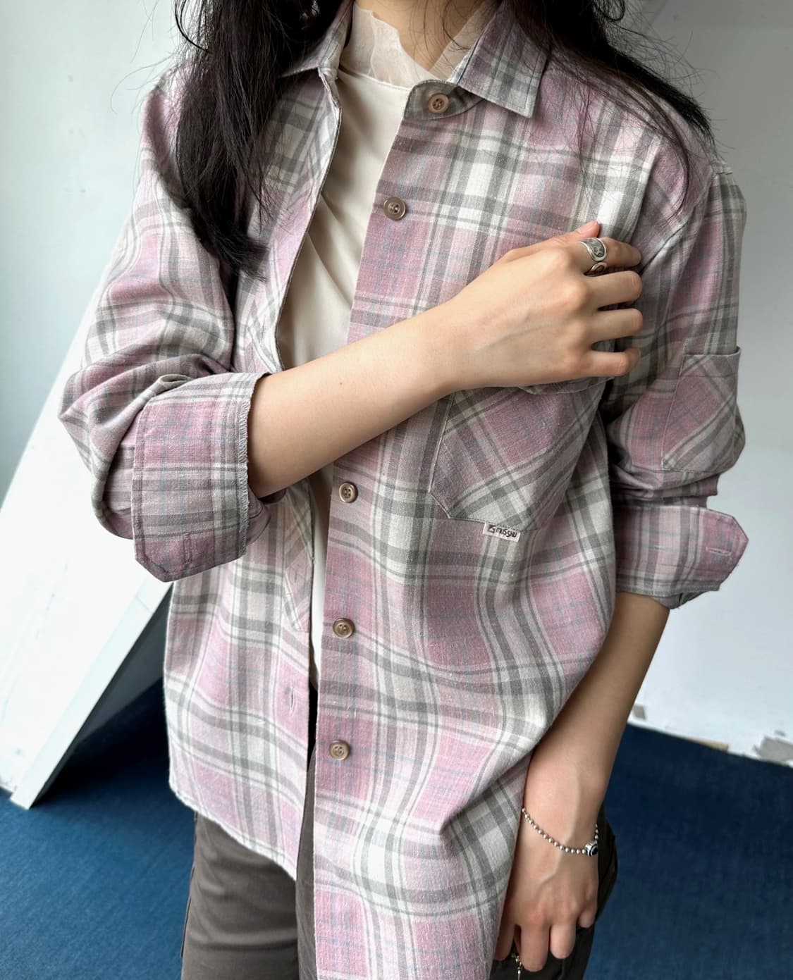 Linen blend design work shirt 상품이미지10