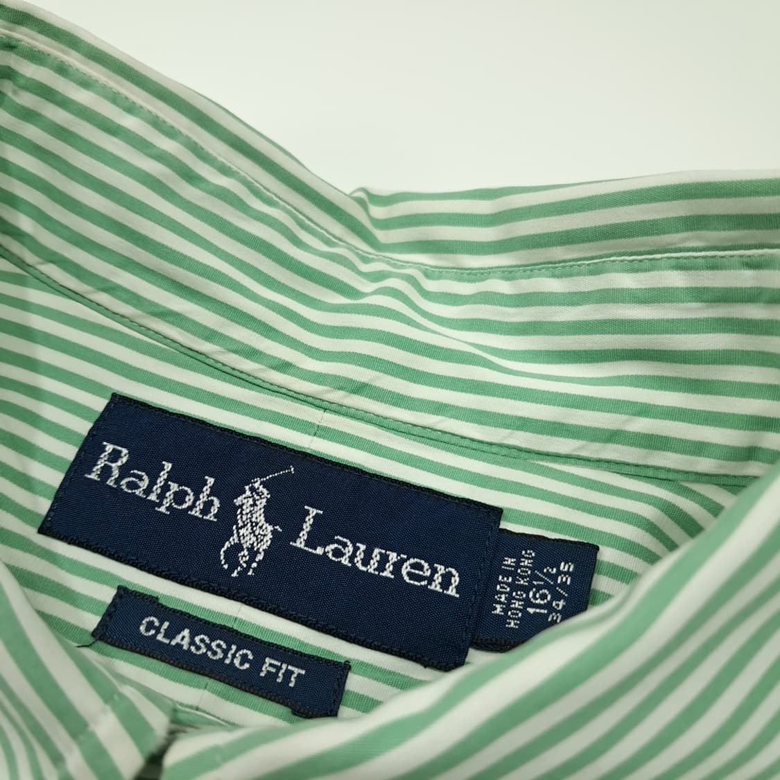 CL704 XL 폴로 90s 홍콩판 퍼플포니 스트라이프 그린 셔츠 상품이미지3