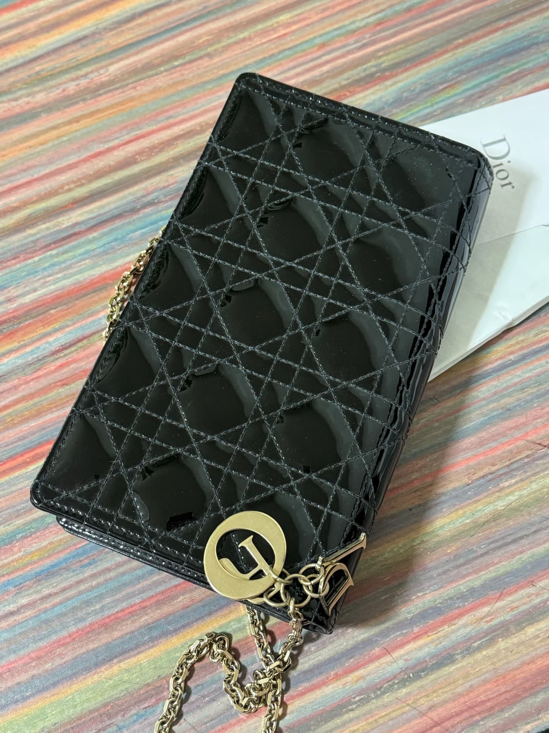 레이디 디올 woc파우치 블랙페이던트 까나쥬 송아지가죽 상품이미지3