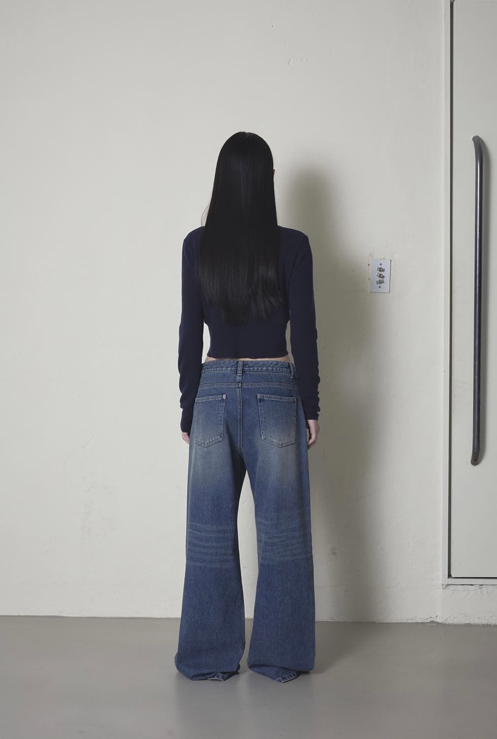 오데스 [ESSENCIAL] 더블 웨이스트 팬츠 블루 새상품 1사이즈  상품이미지5