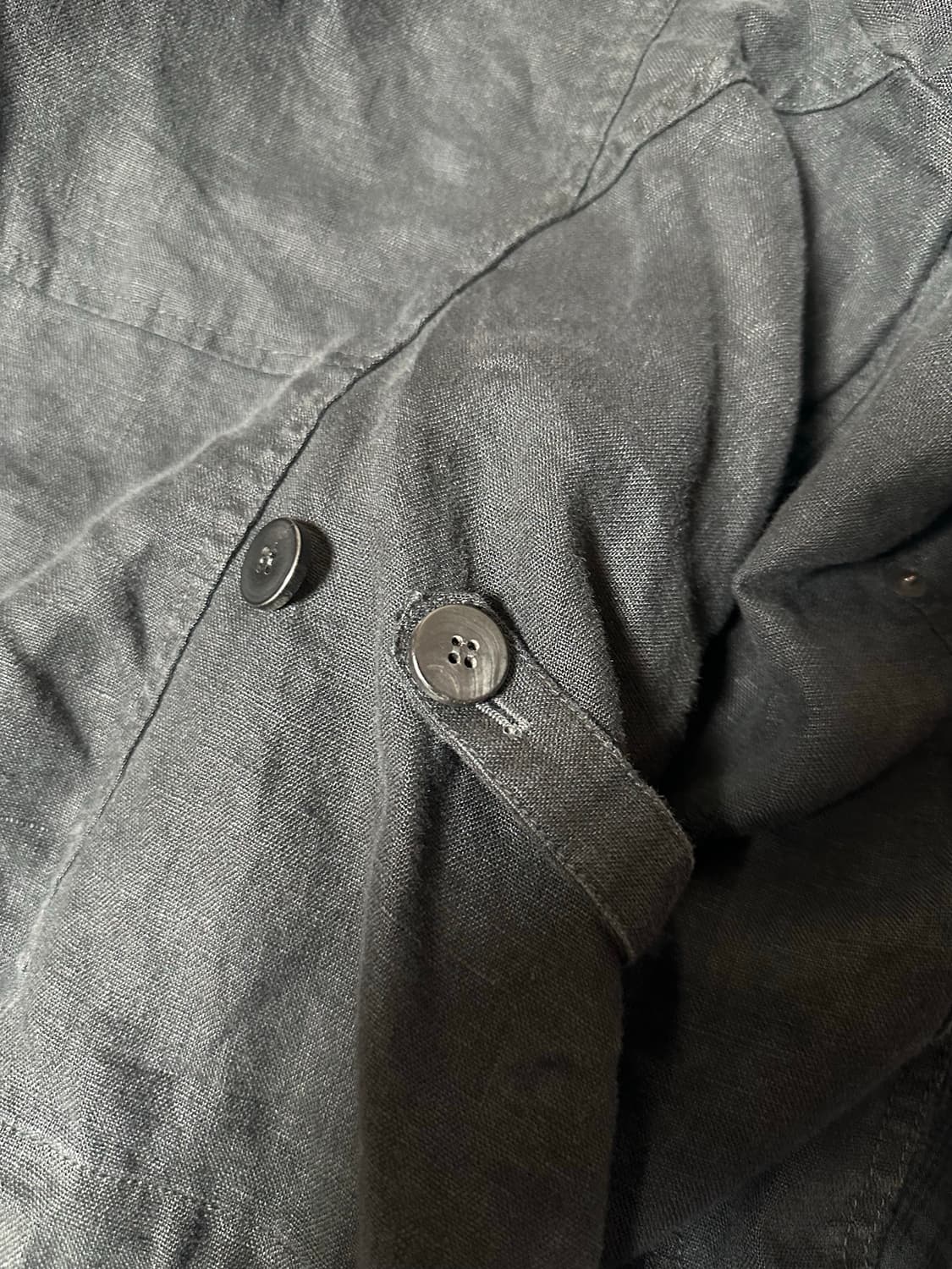 [3, 급처] 폴리테루 린넨 필드 자켓 워시드 블랙 상품이미지5