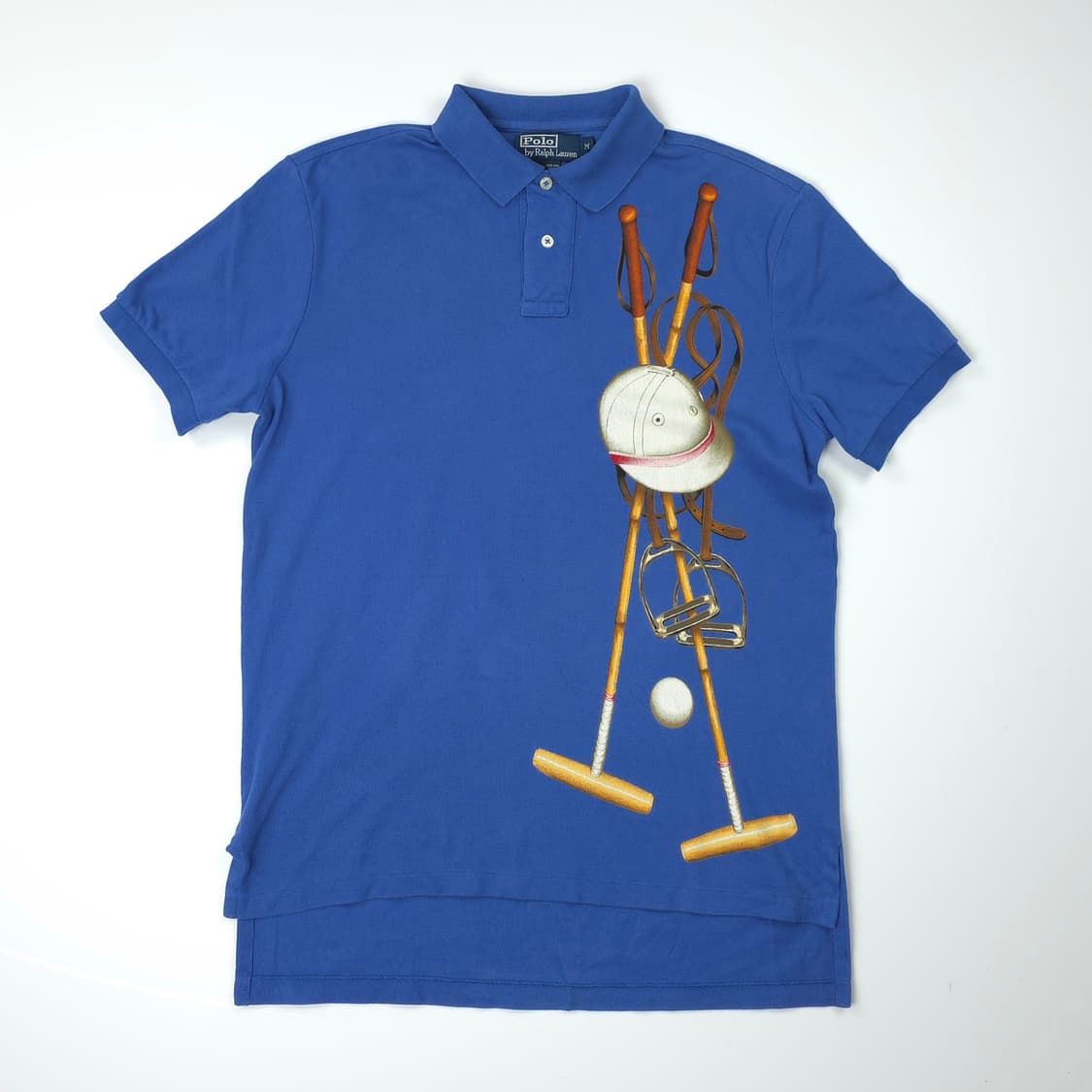 폴로 랄프로렌 골프프린팅 커스텀핏 코튼 반팔카라티 블루 (M) 상품이미지1