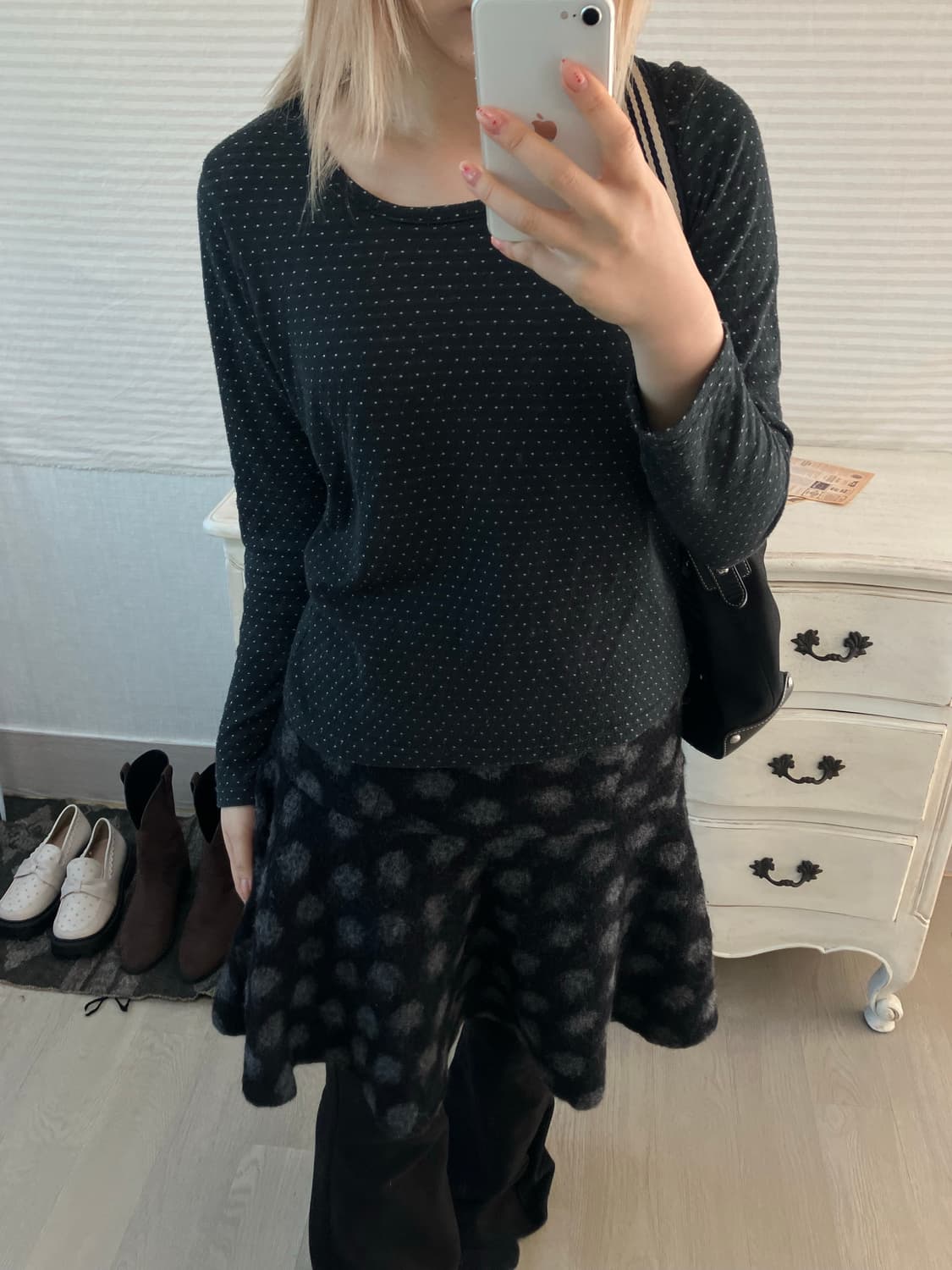 jpn vintage 블랙 도트 롱 슬리브 티셔츠 상품이미지3