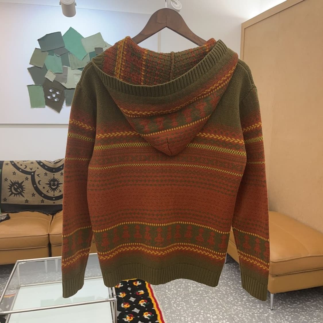 빈티지 컨트리 스트라이프 배색 니트 후드집업 95 C07936 상품이미지4