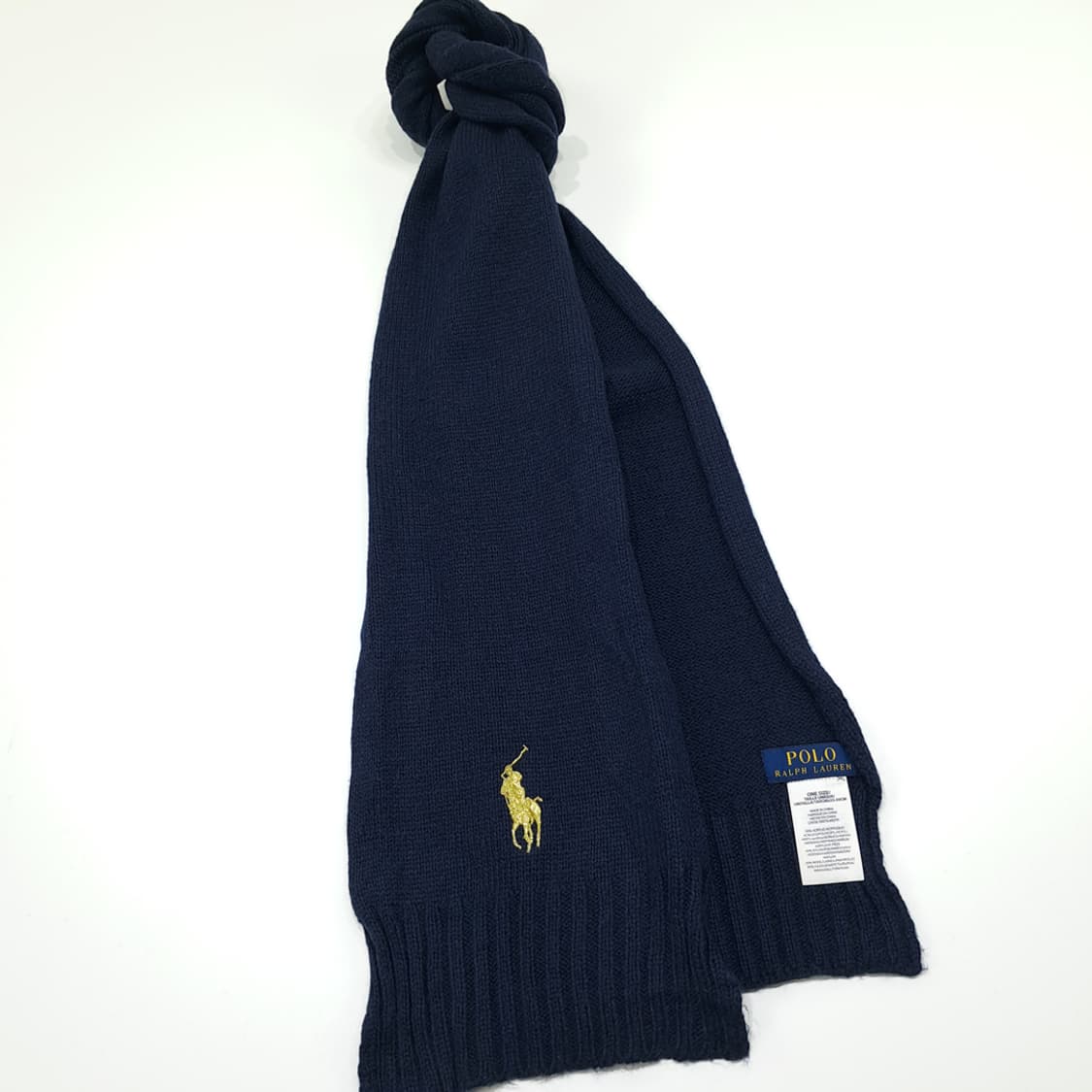 MX345 폴로 랄프로렌 네이비 금장 빅로고 울 니트 목도리 머플러 상품이미지2