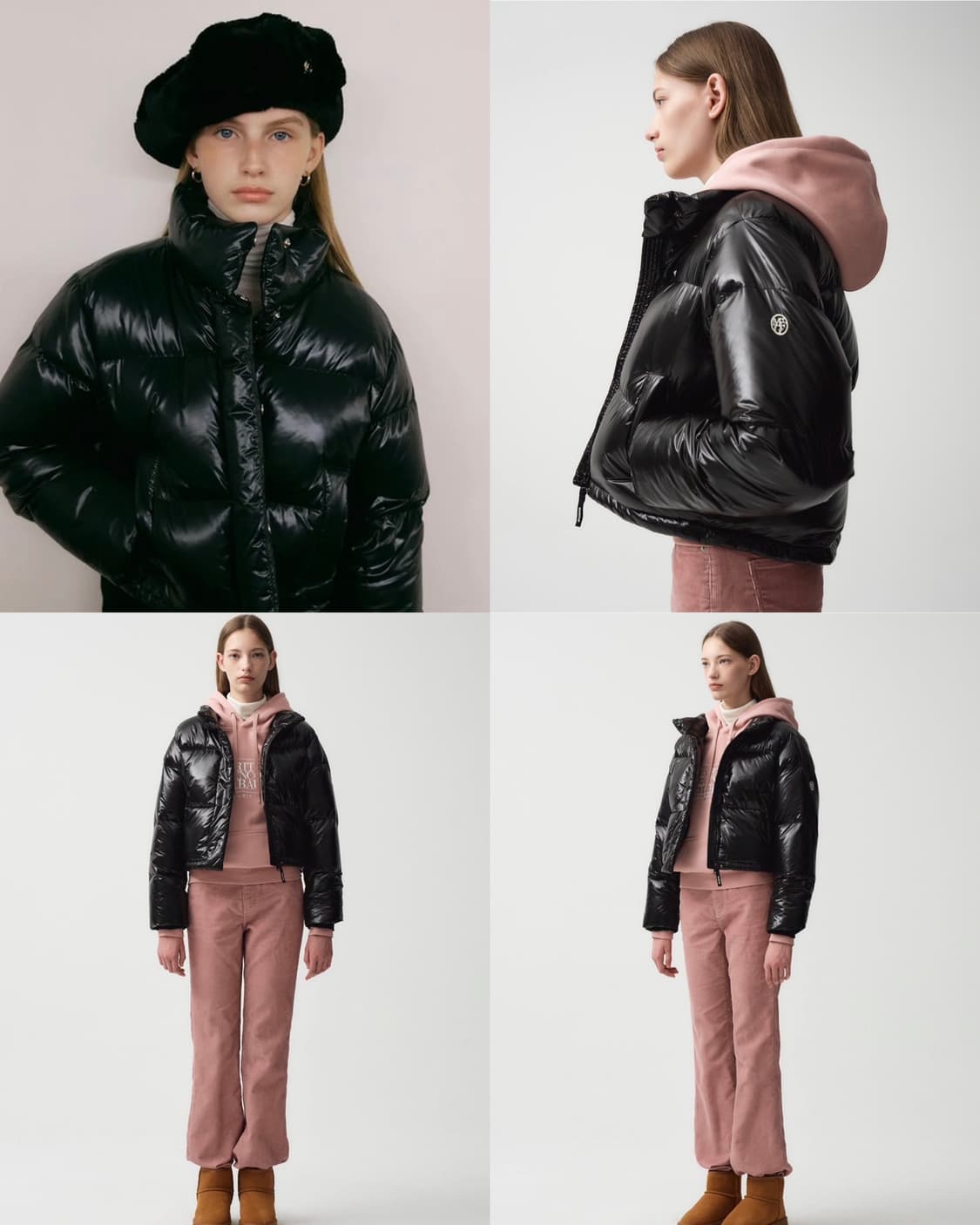 마리떼 프랑소와 저버 서클 로고 덕다운 글로시 크롭 푸퍼 패딩 자켓 블랙 상품이미지6