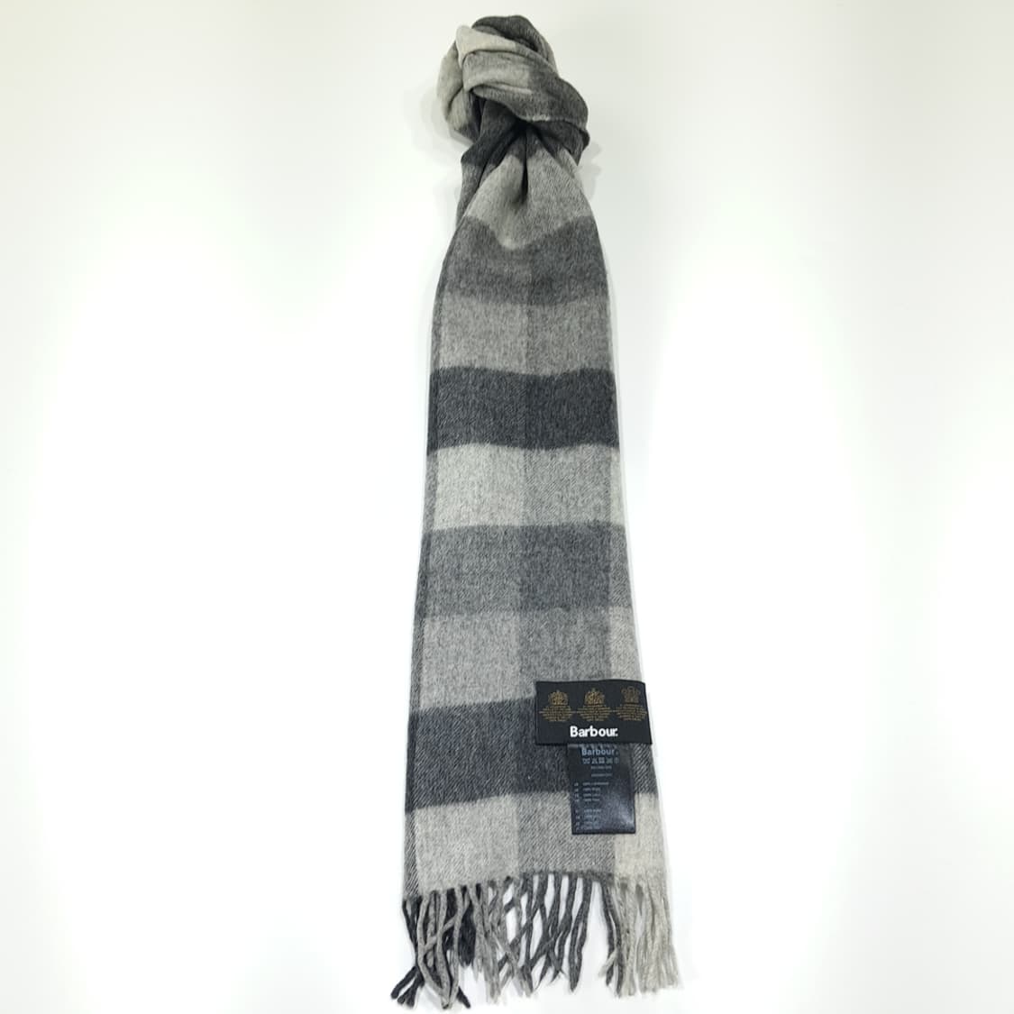 MX618 바버 00s 램스울 블록체크 그레이 머플러 목도리 상품이미지3
