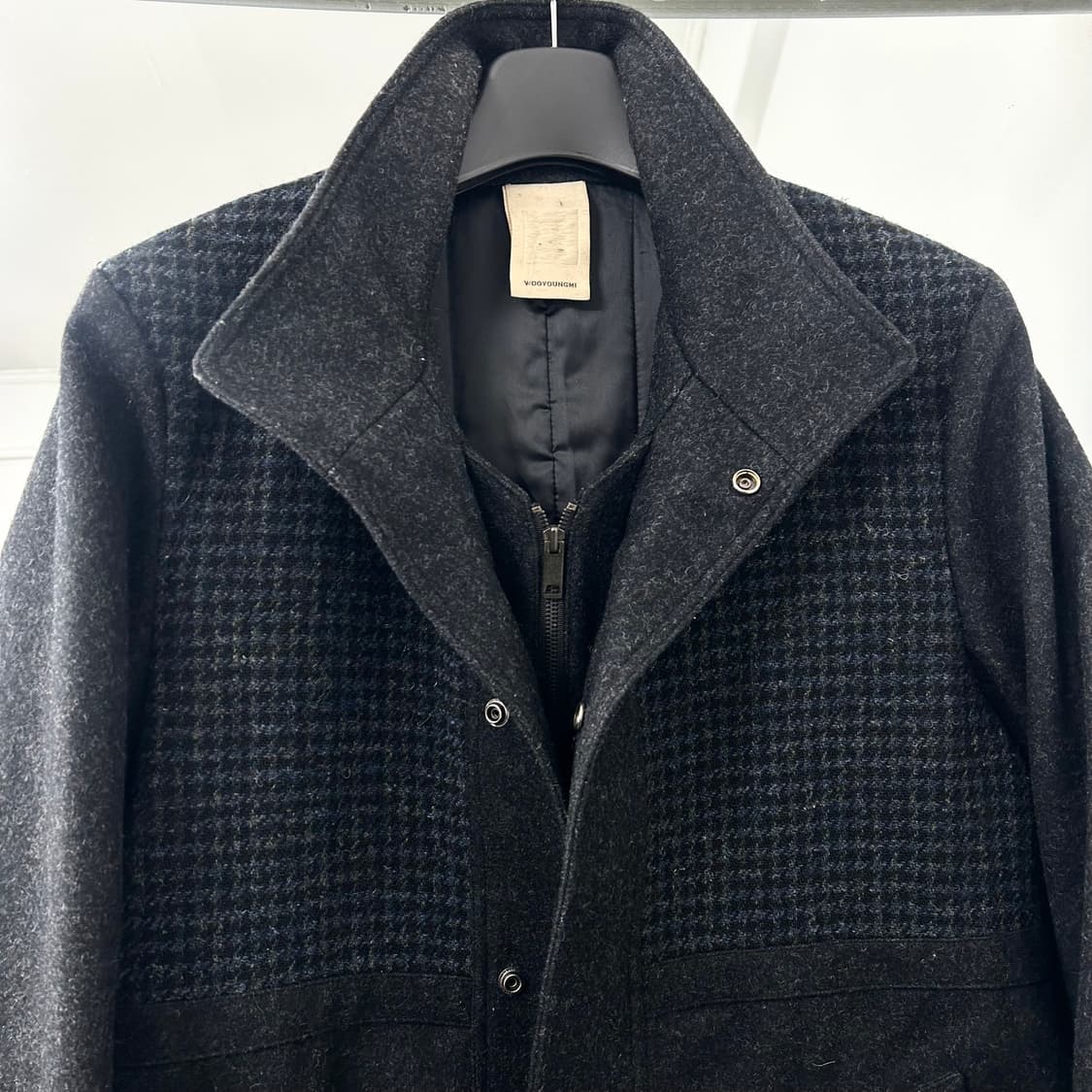 우영미 하이넥 헤링본 울 코트 상품이미지6