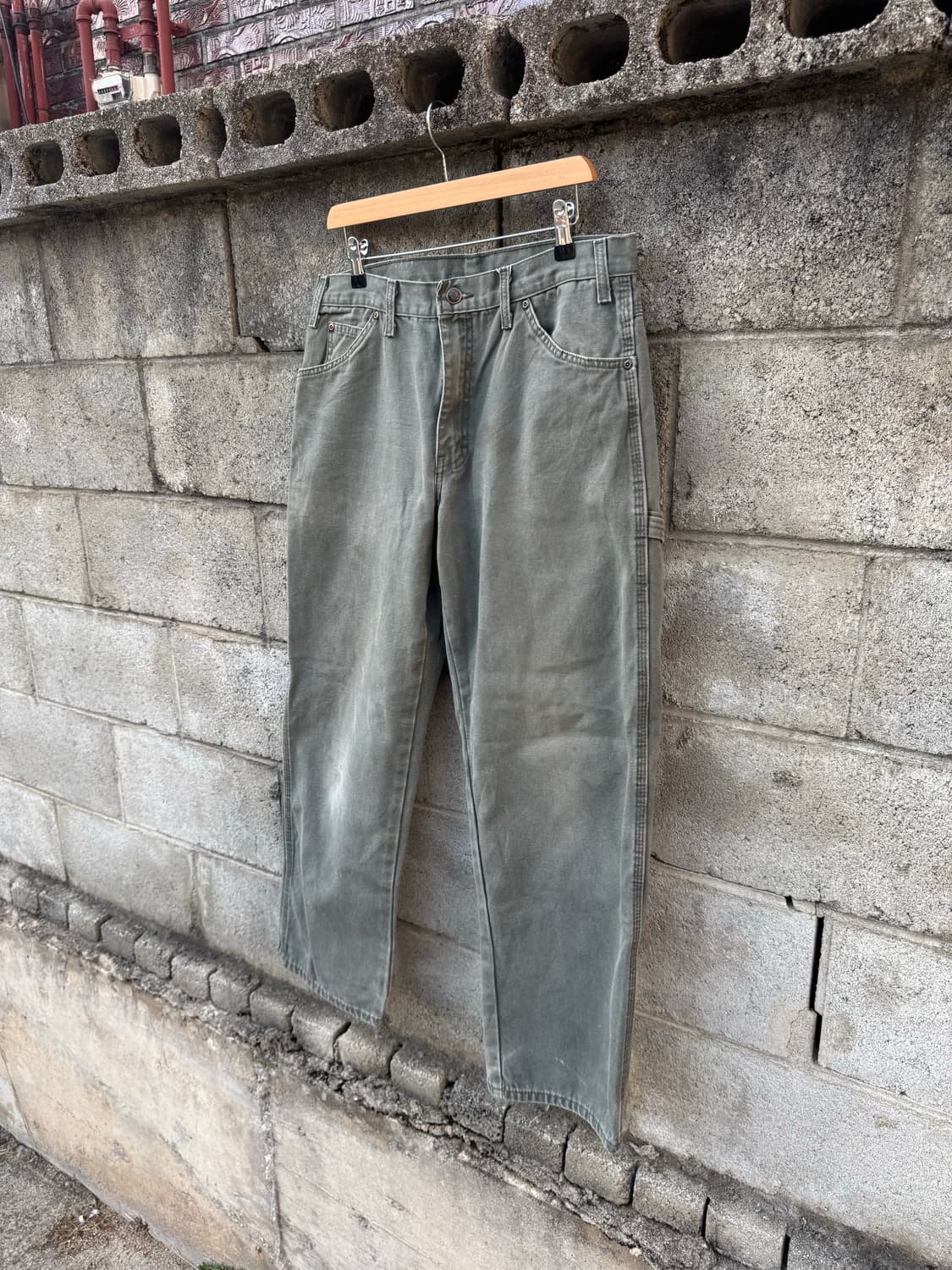 00s 디키즈 빈티지 모스그린 싱글니 카펜터 워크 팬츠 34 상품이미지3